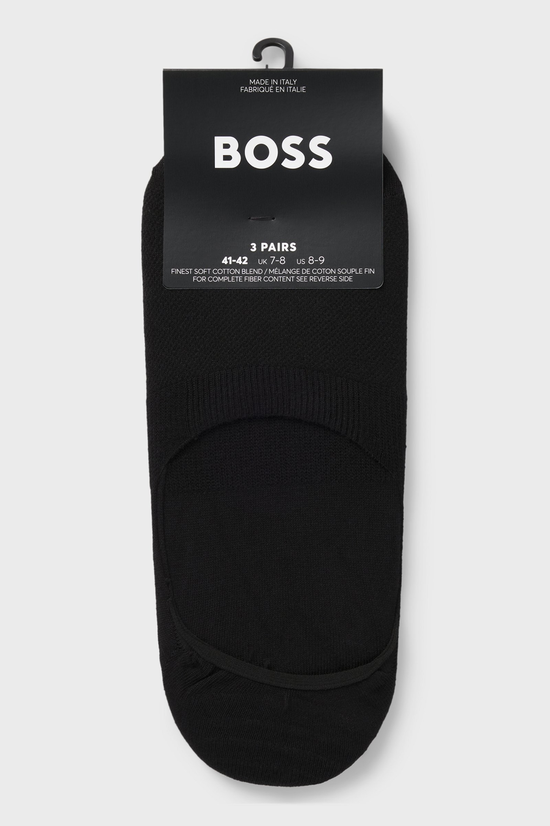 BOSS 3-Pack Cotton Blend Invisible Socks
