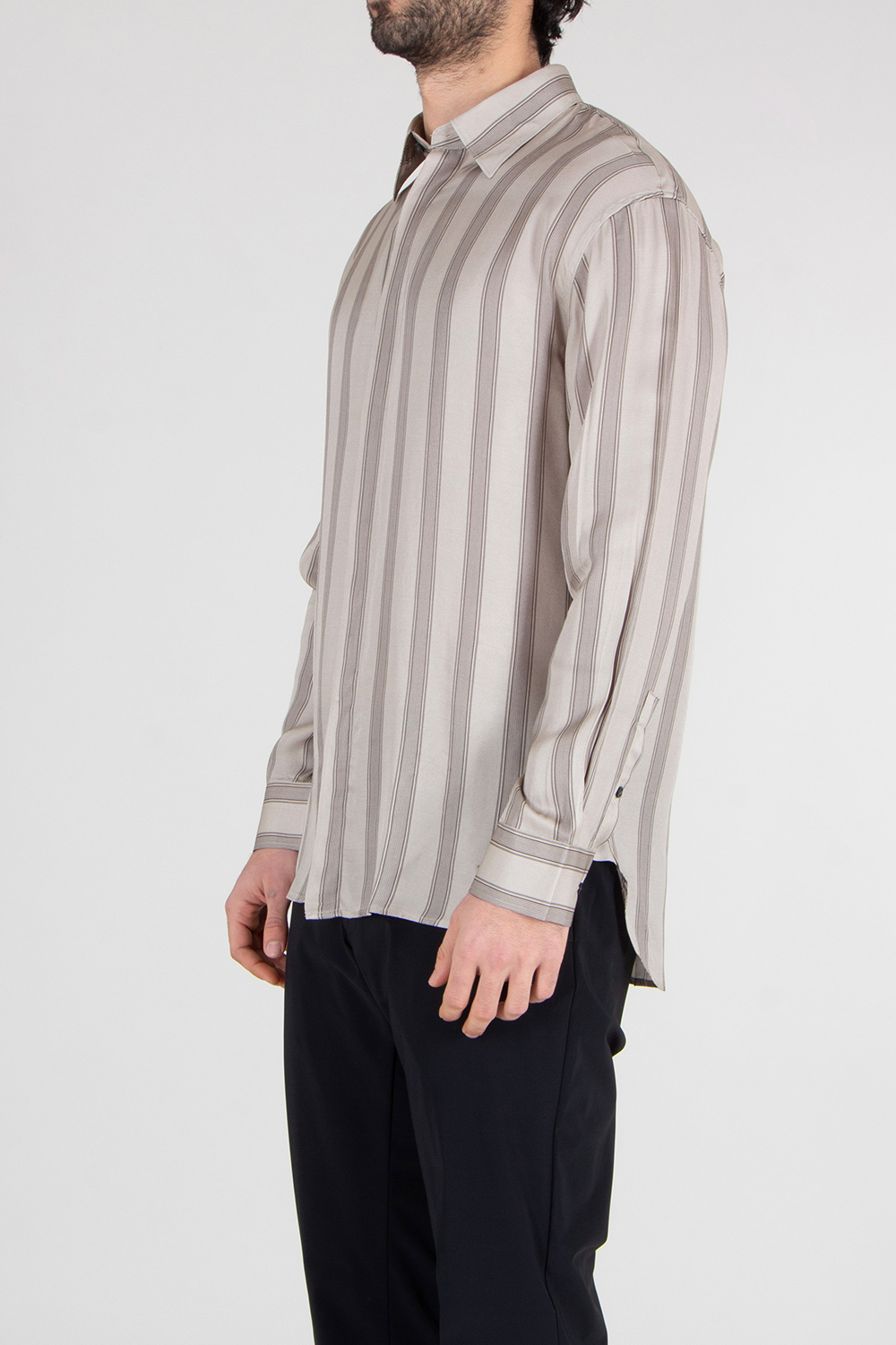 EMPORIO ARMANI Comfort Fit Striped Eco Viscose Satin Shirt