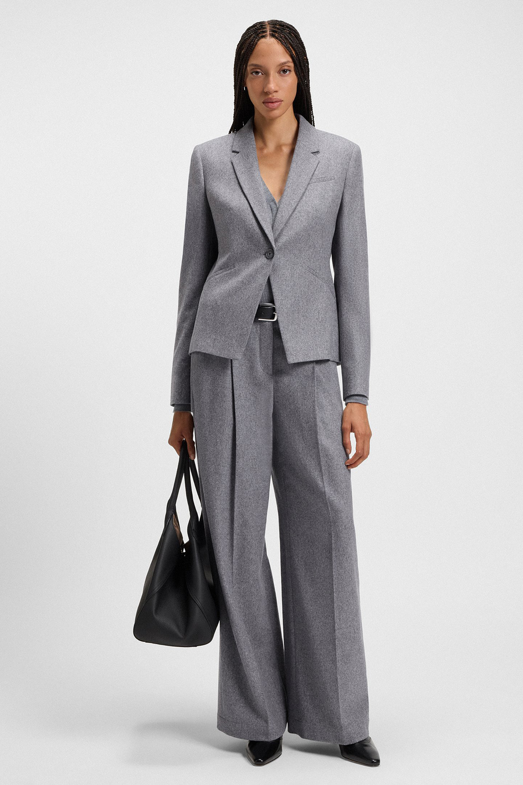 BOSS Extra Long Wide Leg Recycled Wool-Lyocell Blend Flannel Pants Tiana Formelle Kleidung, Anzug, Mantel, Blazer, Jacke