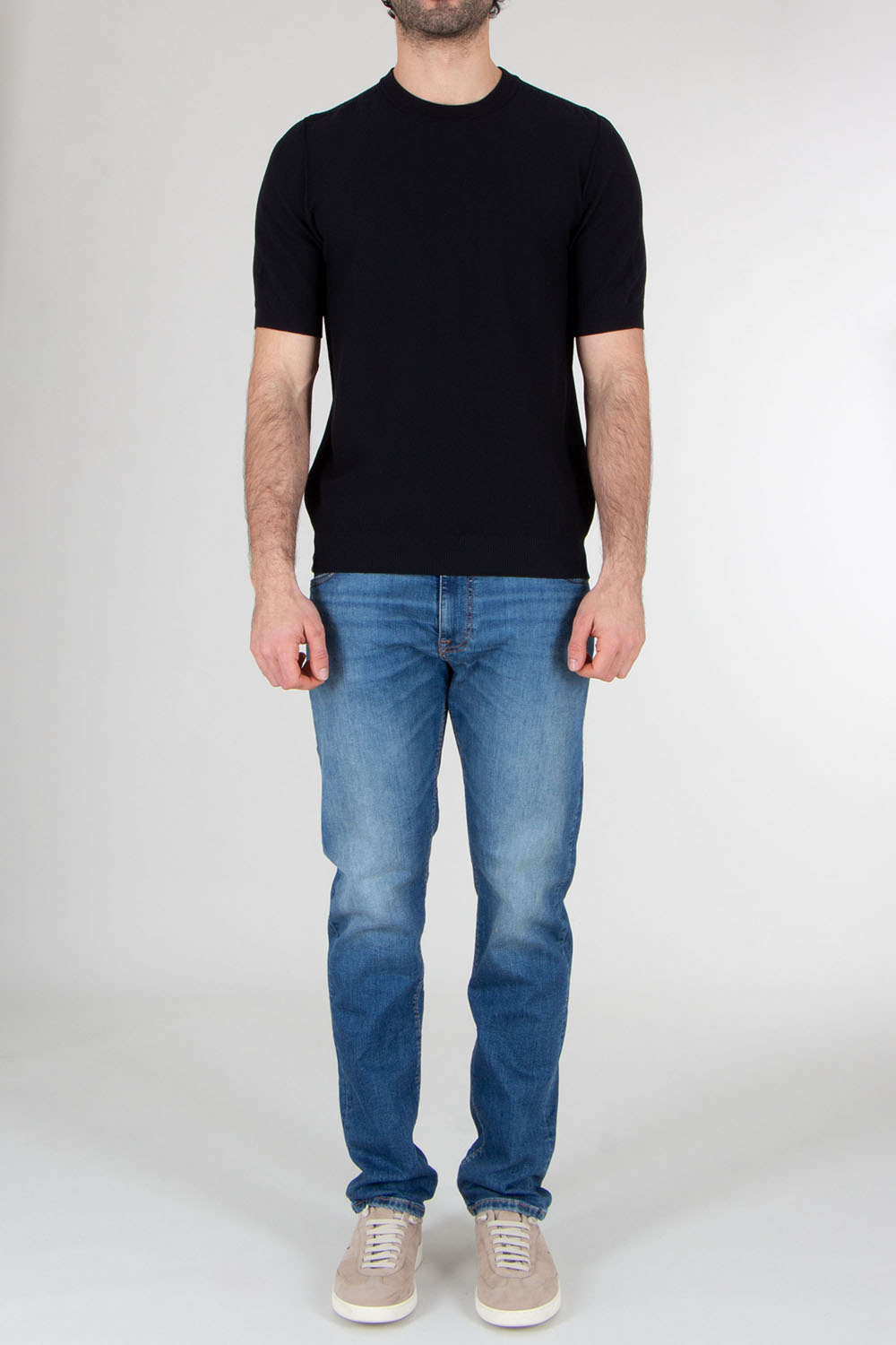 AROVESCIO Regular Fit Cotton Knit T-Shirt