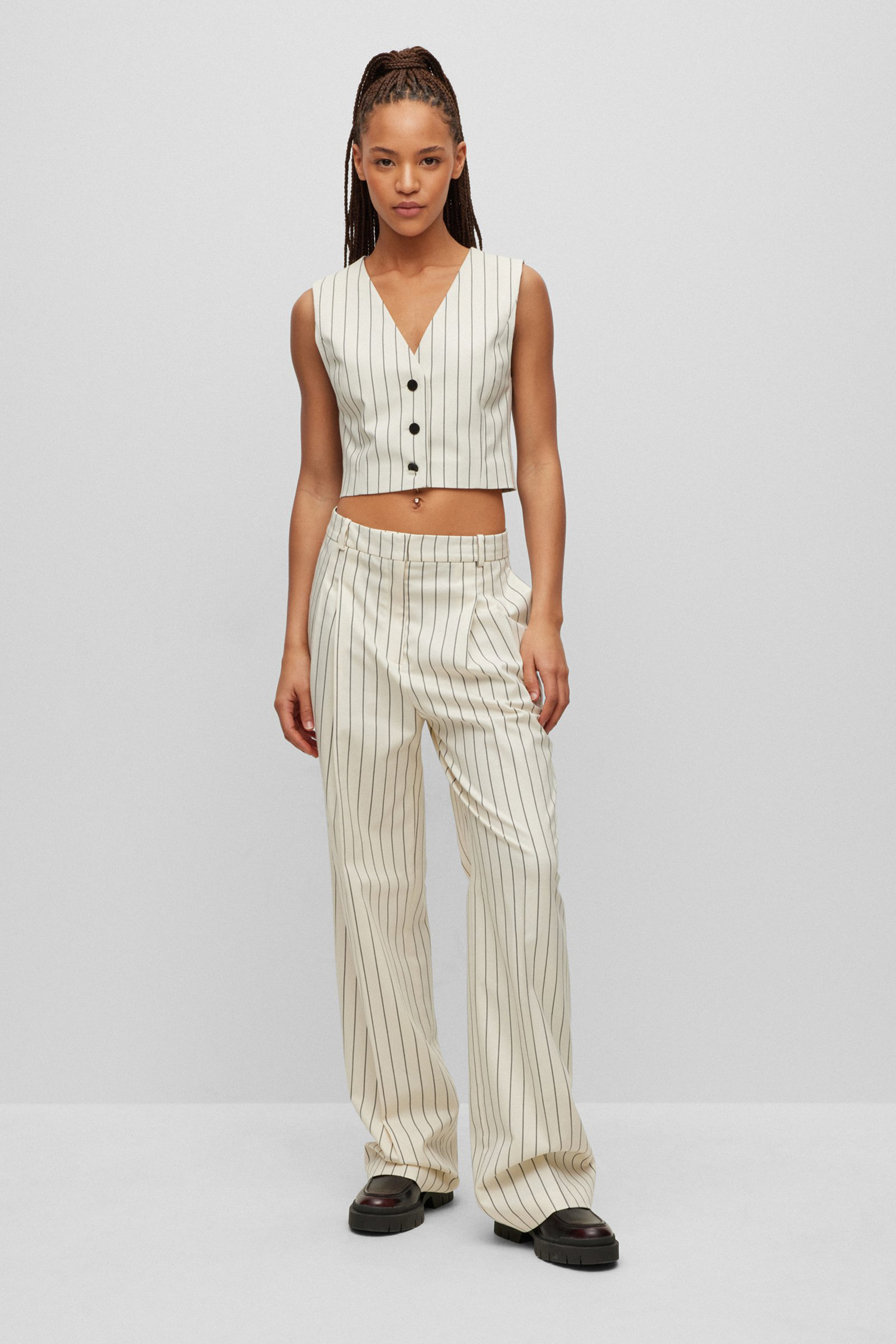 HUGO Striped Cotton Blend Stretch Vest Auris HUGO Striped Cotton Blend Stretch Vest Auris