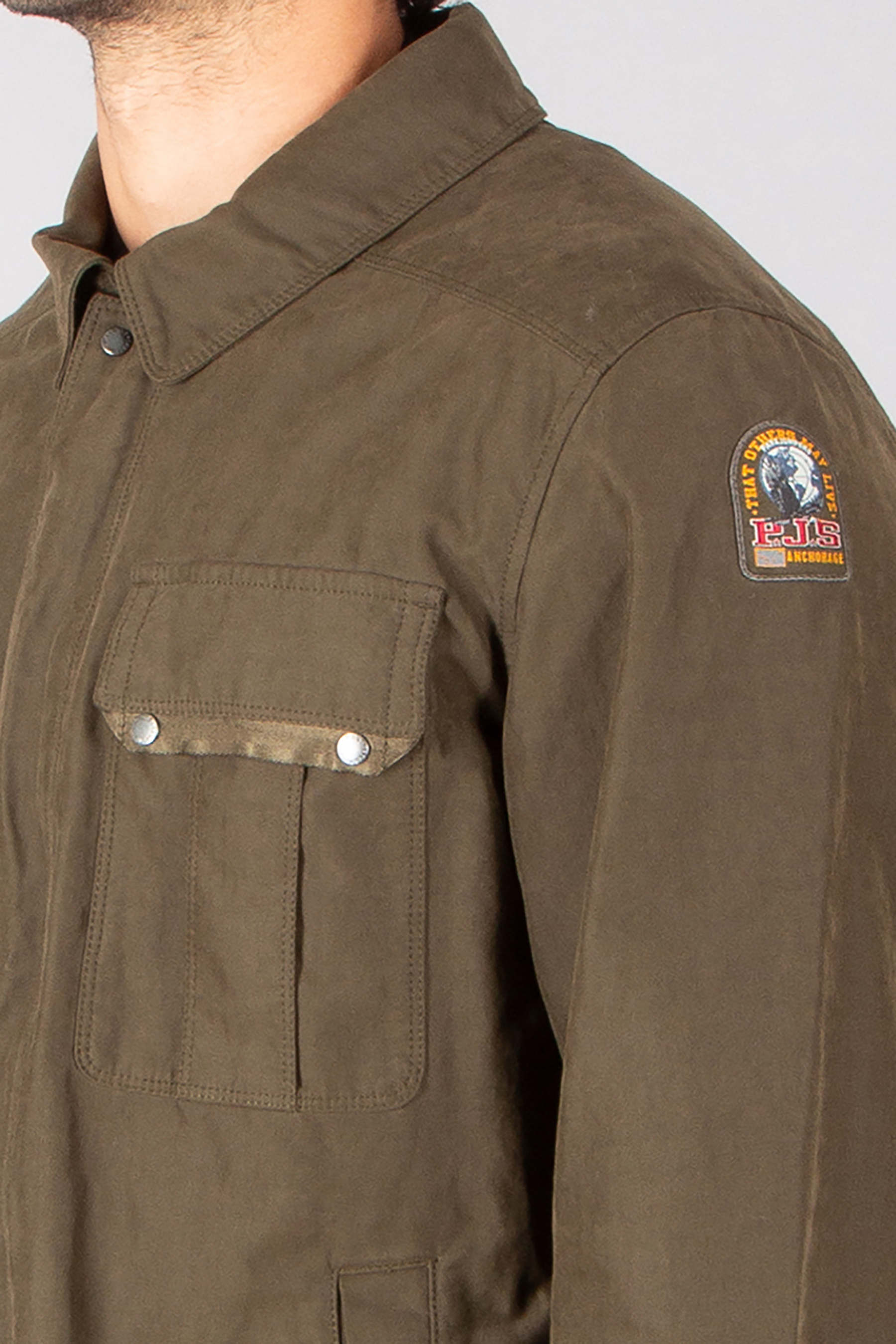 PARAJUMPERS Regular Fit Brushed Cotton Blend Moleskin Overshirt Miura Bekleidung, Mantel, Jacke, Langarm, Ärmel