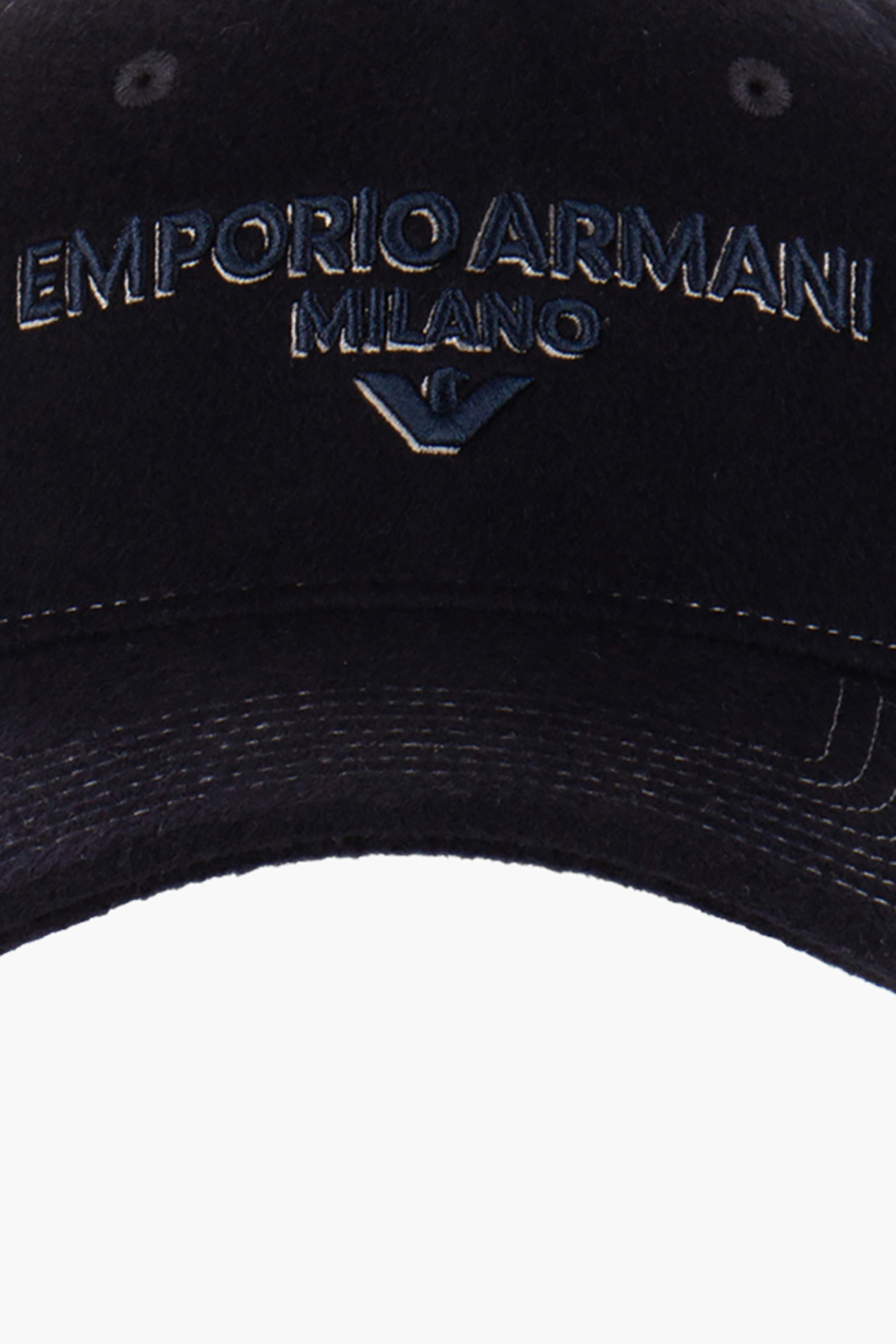 EMPORIO ARMANI Embroidered Virgin Wool Baseball Cap Baseball-Kappe, Mütze, Kleidung, Hut