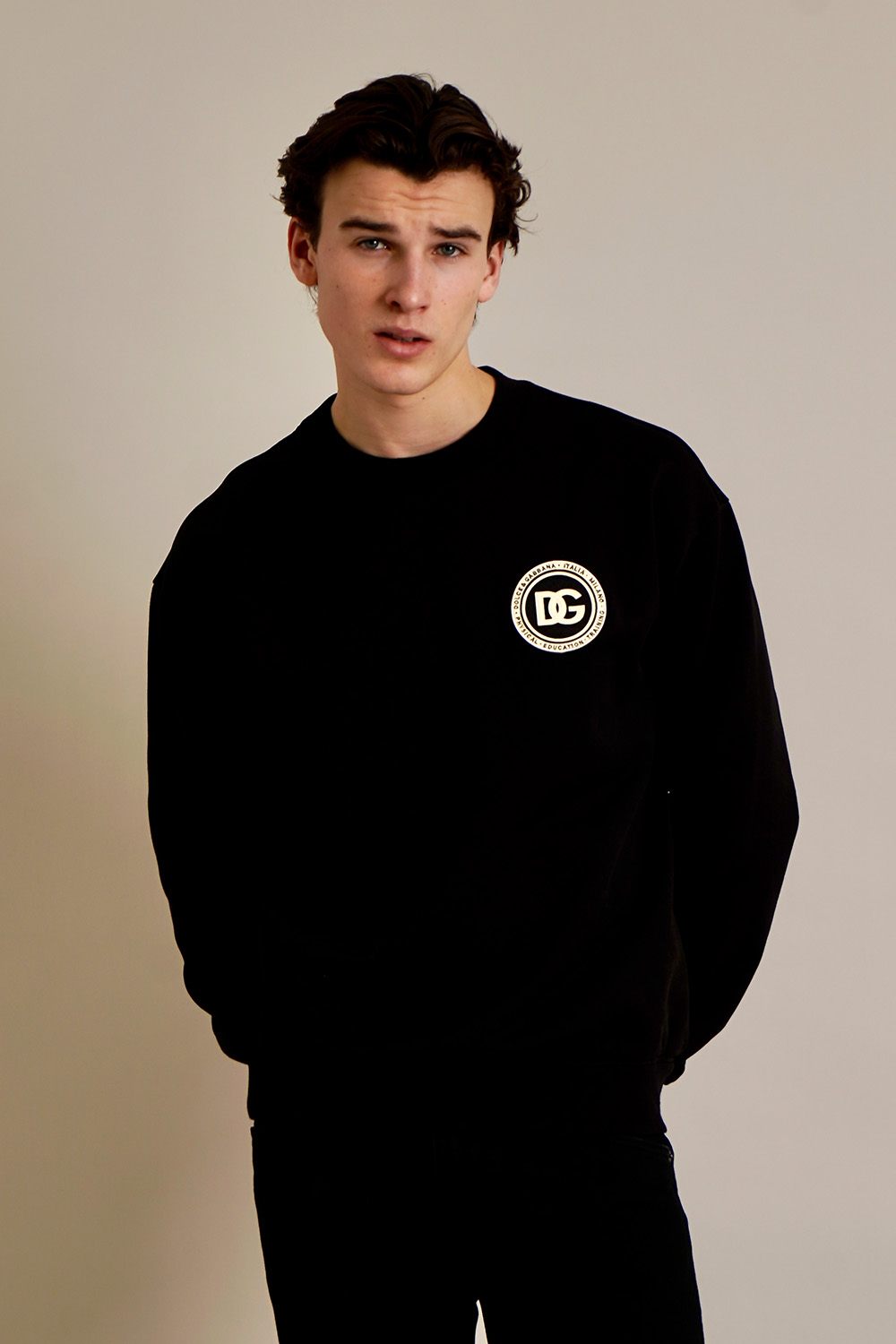 DOLCE & GABBANA Relaxed Fit Patch Cotton Fleece Sweatshirt