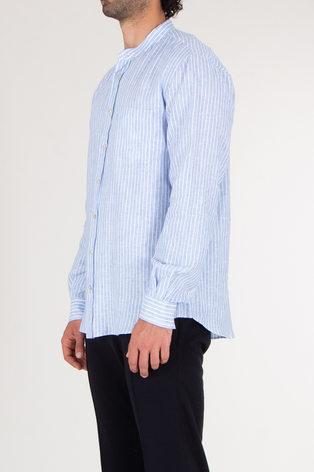 AGNONA Regular Fit Linen Grandpa Shirt