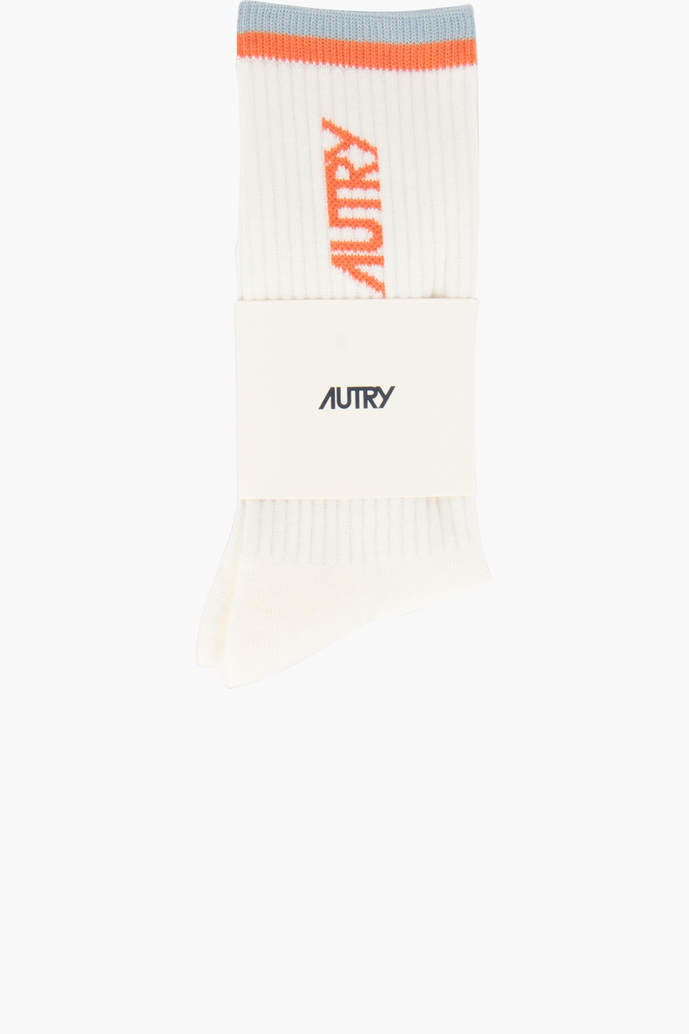 AUTRY Jacquard Stripes & Logo Cotton Blend Stretch Socks