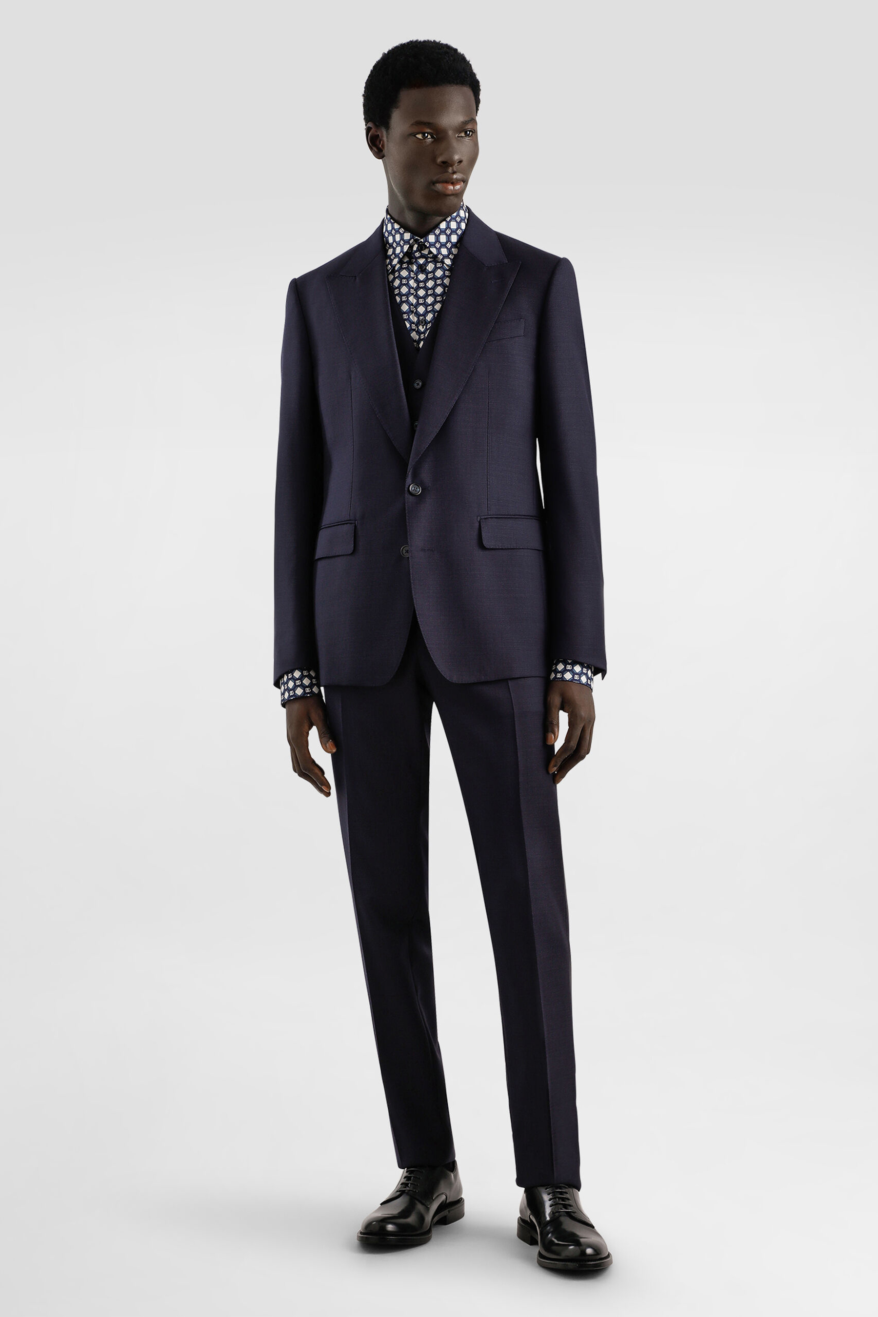 DOLCE & GABBANA Regular Fit Micro Patterned Virgin Wool Suit Sicilia Light Formelle Kleidung, Anzug, Smoking, Mann, Person
