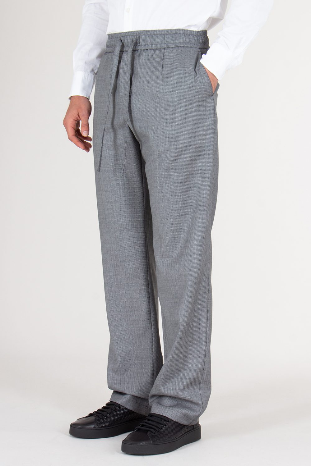 DOLCE & GABBANA Regular Fit Tailored Virgin wool Drawcord Trousers