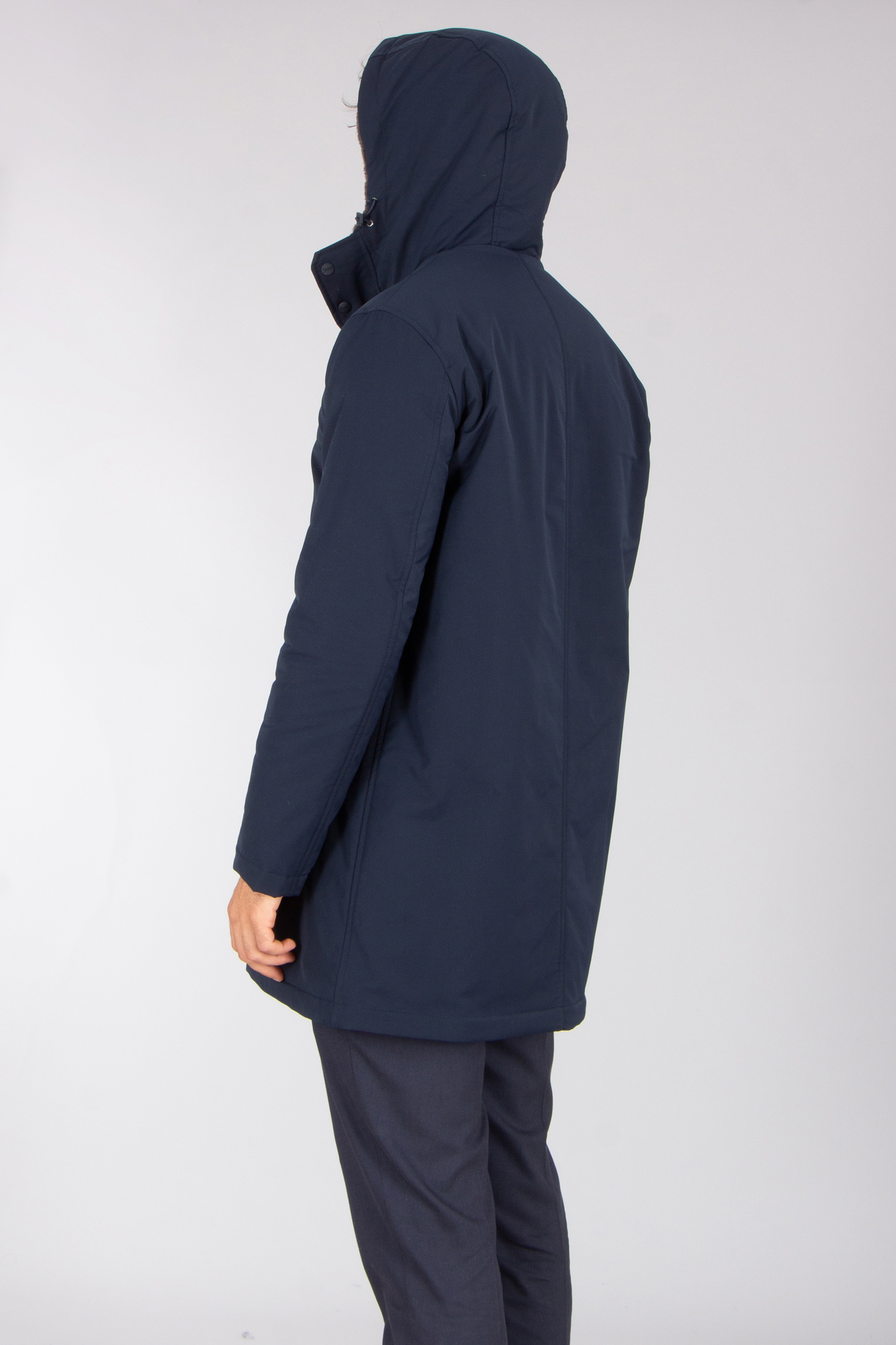 HERNO Regular Fit Faux Fur Lined Technical Fabric Half Coat Bekleidung, Mantel, Jacke