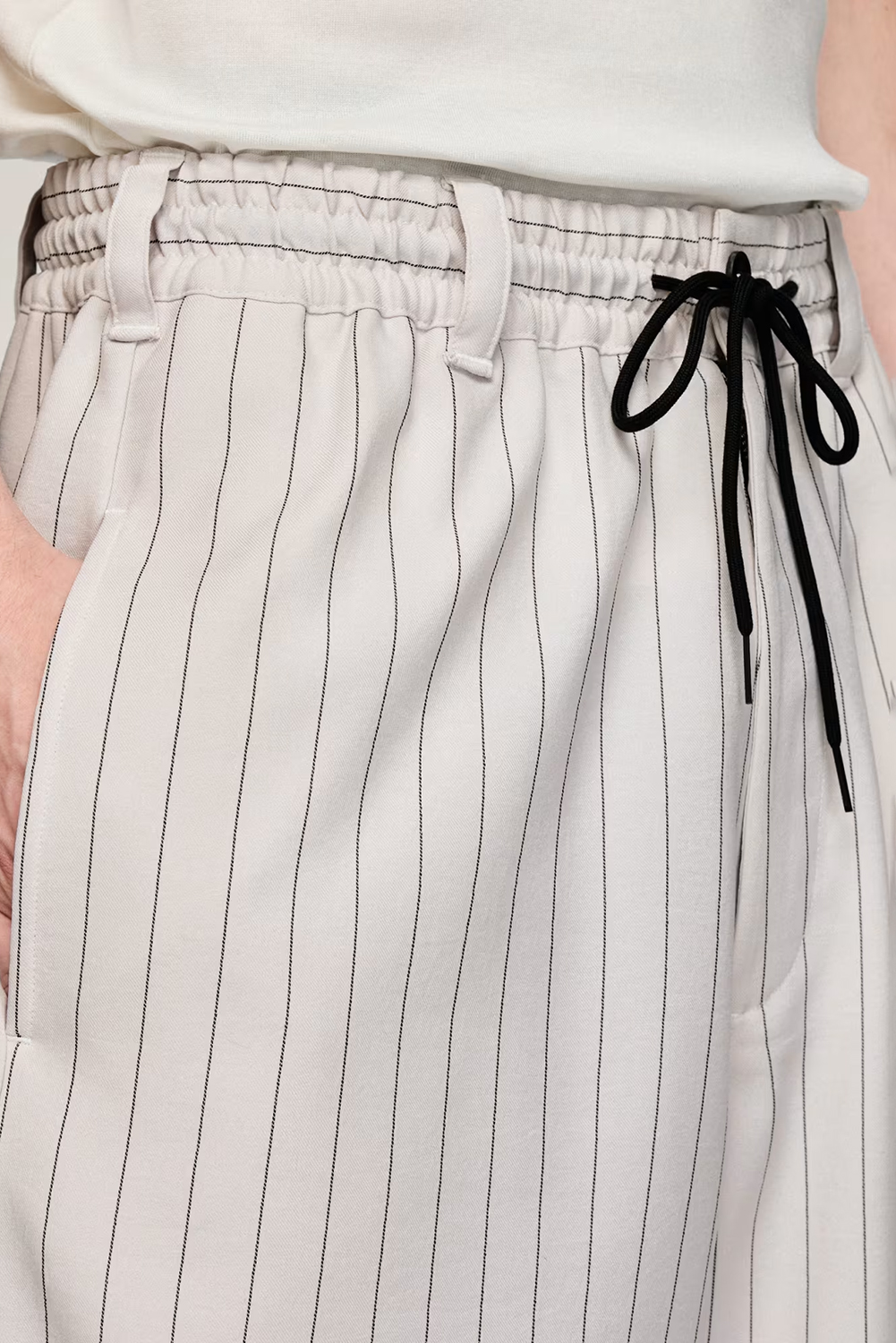 Y-3 Oversized Fit Pinstripe Twill Sport Uniform Shorts