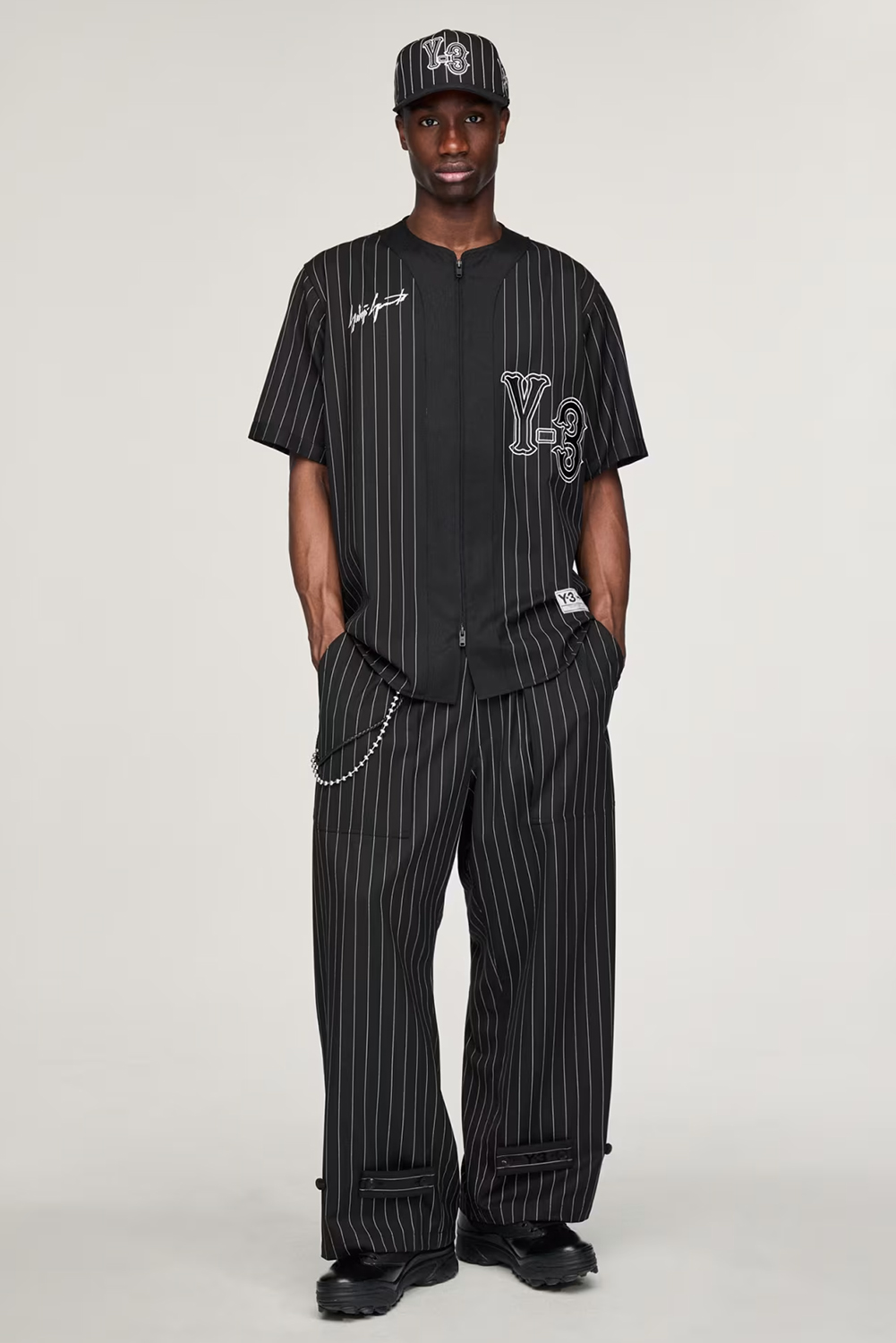 Y-3 Regular Fit Pinstripe Elite 5 Baseball Shirt
