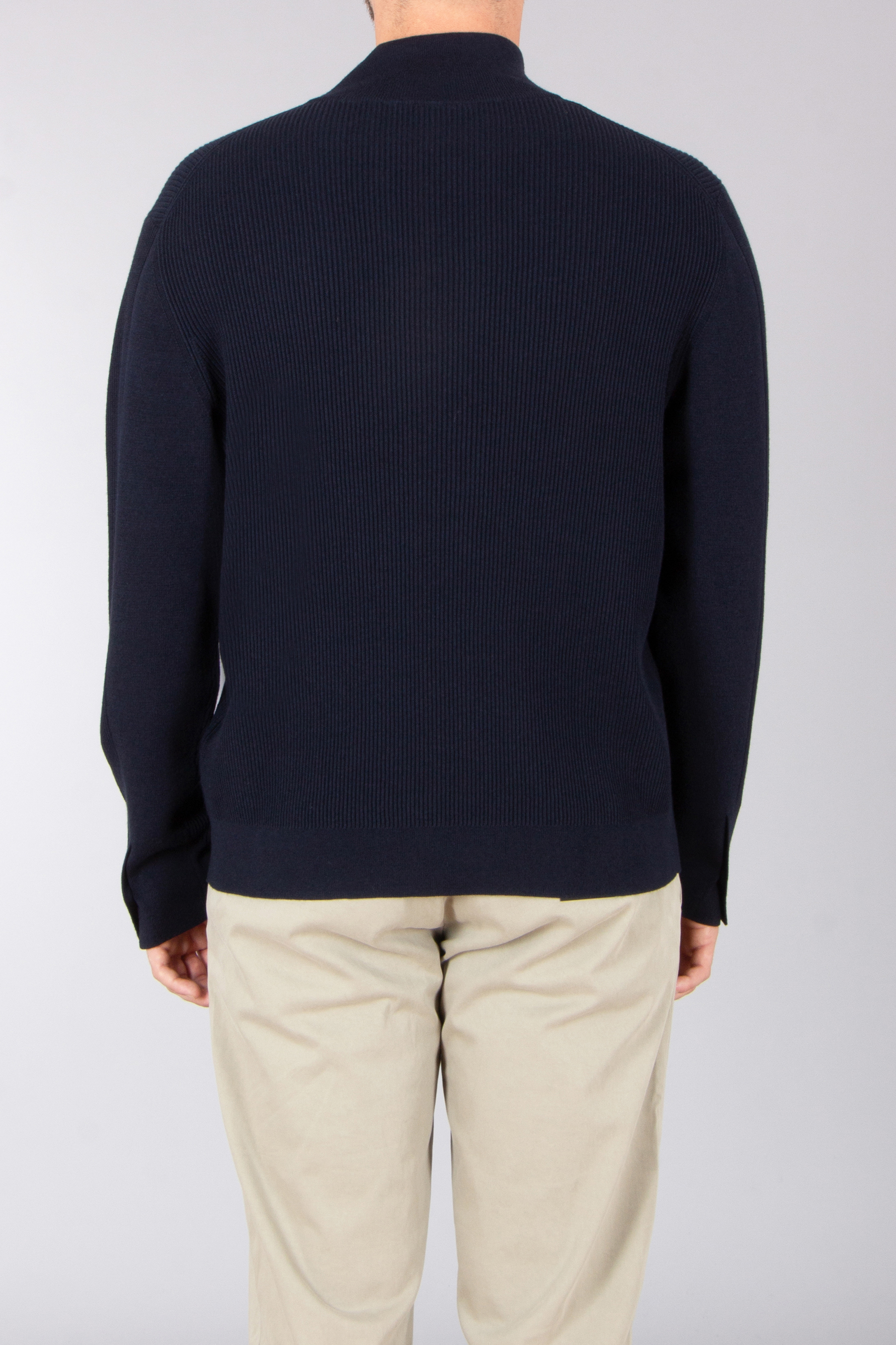 PAUL SMITH Regular Fit Ribbed Wool-Cotton Blend Half-Zip Sweater Langarm, Pullover, Erwachsener, Mann, Person