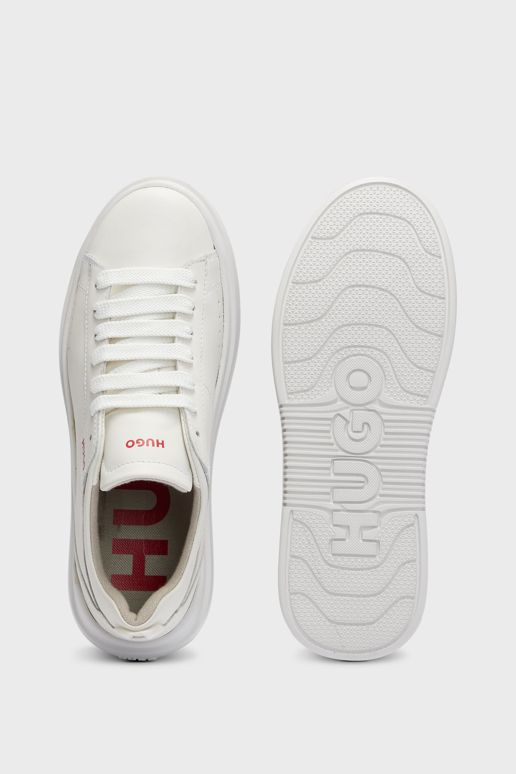 HUGO Leather Sneakers Blake Bekleidung, Schuhwerk, Schuh, Sneaker