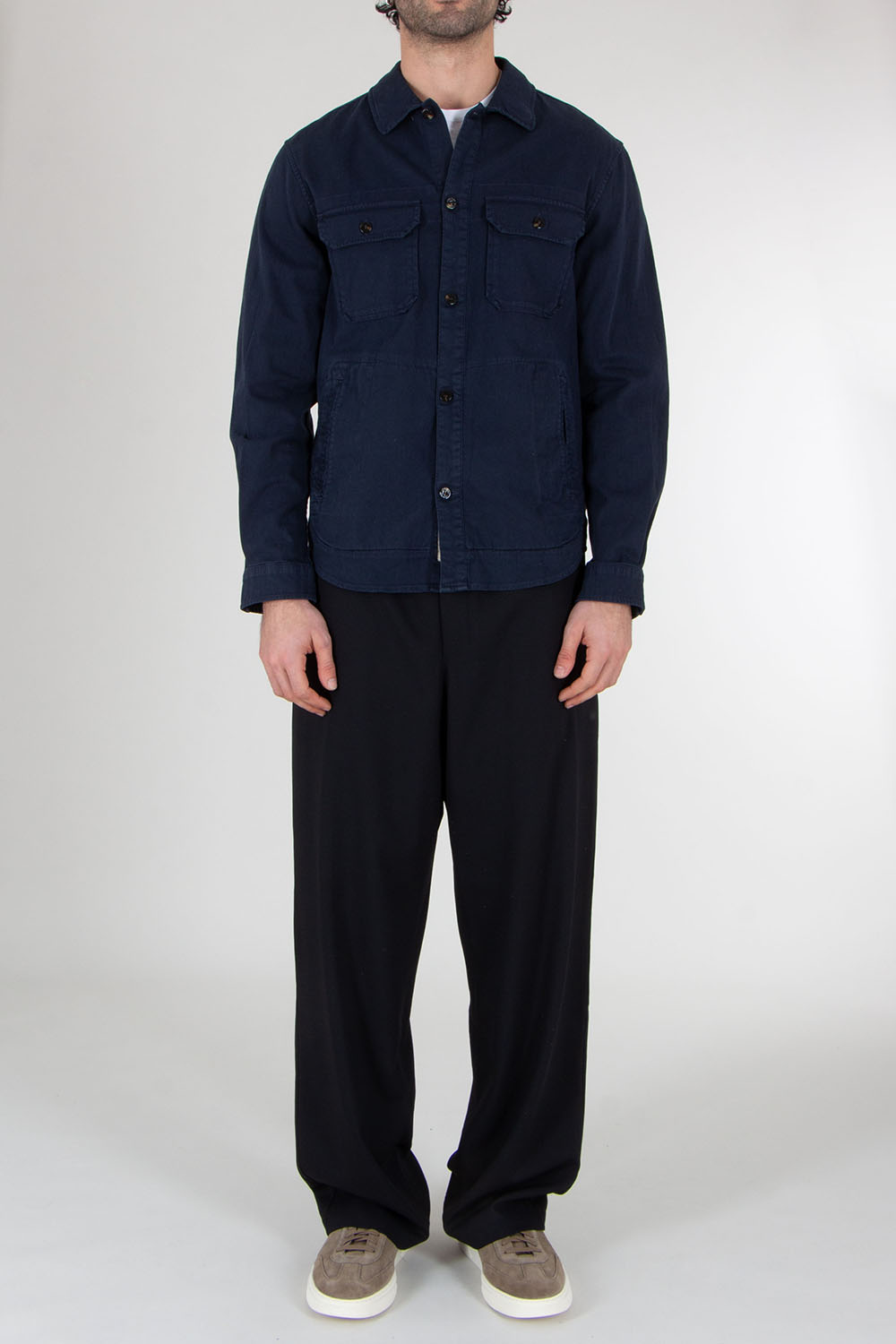  WOOLRICH Regular Fit Cotton-Linen Safari Overshirt