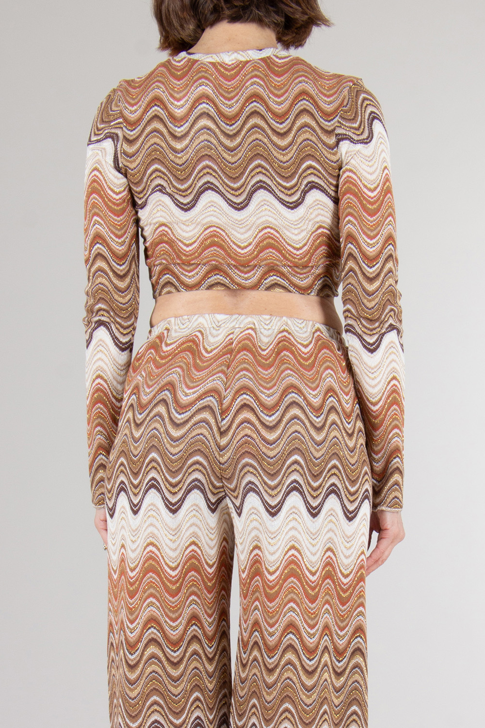 MC2 SAINT BARTH Cropped Woven Wave Long Sleeve top 