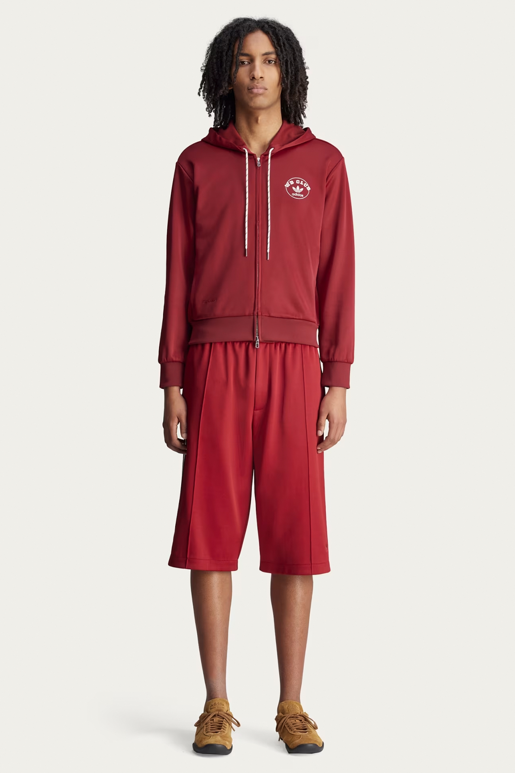 ADIDAS X Wales Bonner Loose Fit Recycled Polyester Blend Track Shorts Person, Kleidung, Mantel, Kastanienbraun