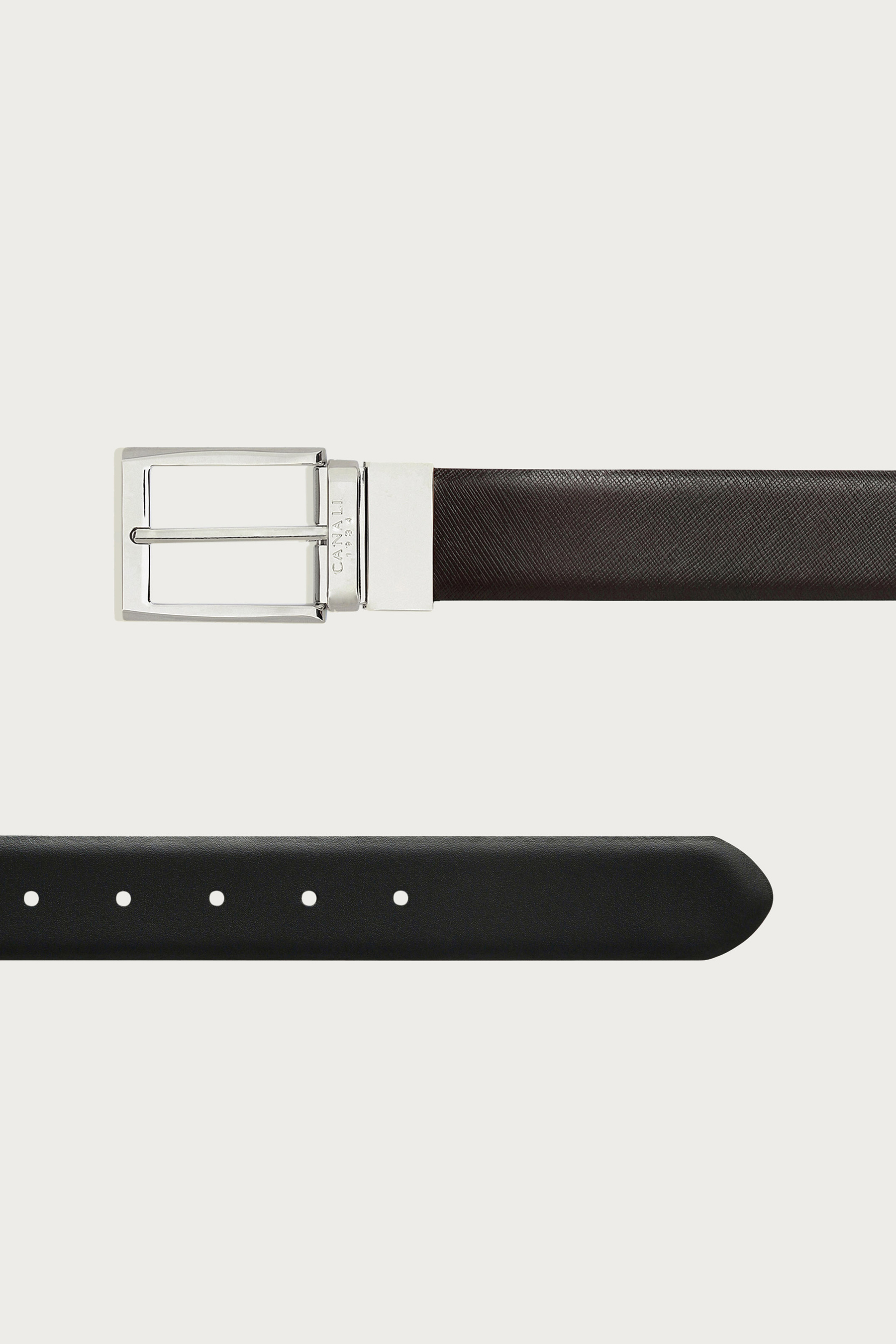 CANALI Reversible Saffiano & Smooth Calfskin Belt Zubehör, Gürtel, Riemen, Schnalle