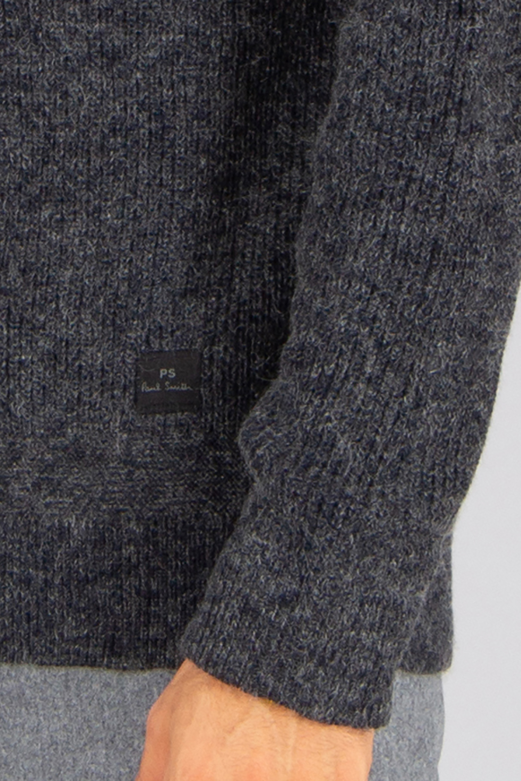 PAUL SMITH Regular Fit Ribbed Cotton-Wool-Mohair Blend Zip Neck Sweater Bekleidung, Strickwaren, Pullover, Langarm, Ärmel