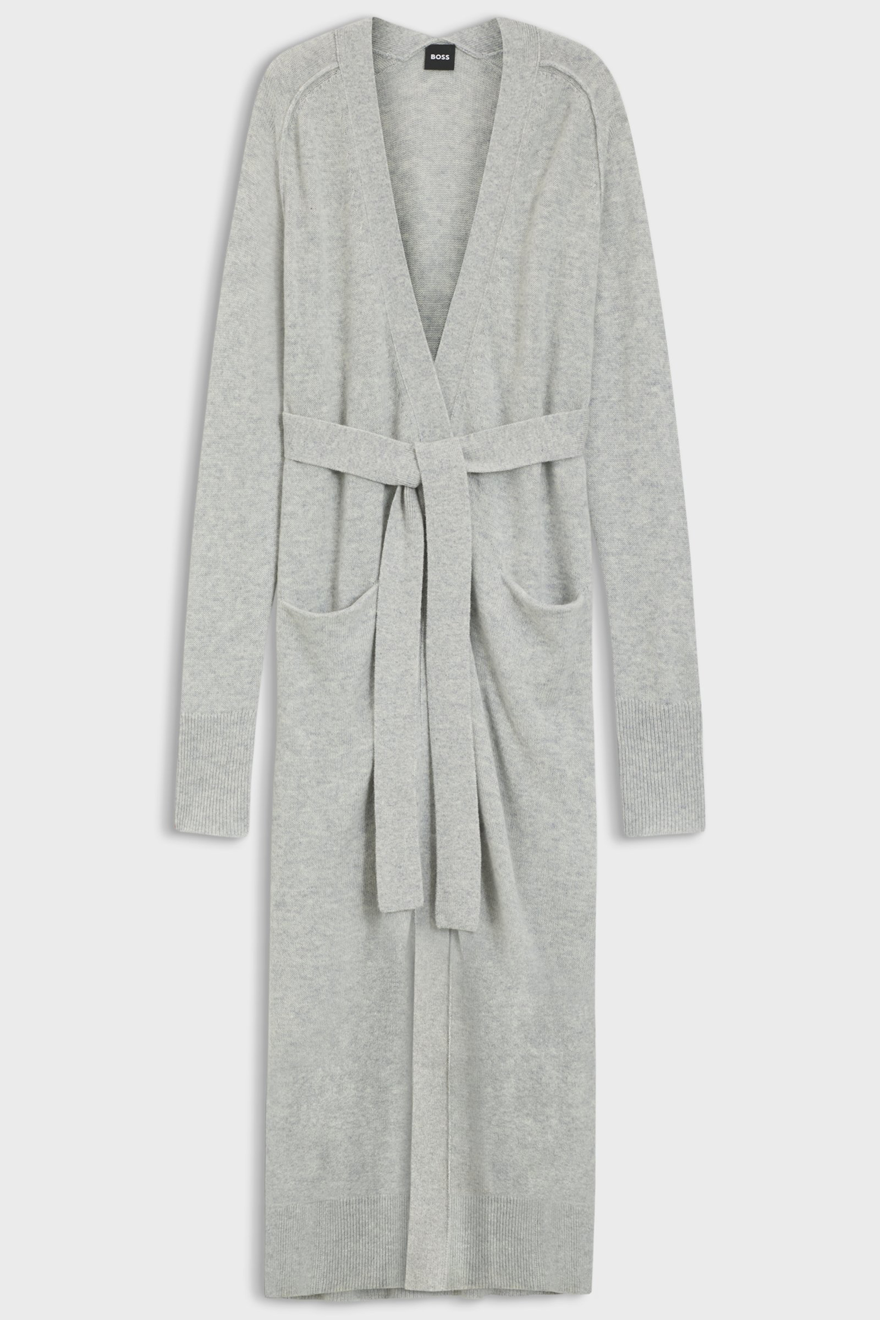 BOSS Relaxed Fit Longline Virgin Wool-Cashmere Blend Cardigan Ferdianna Modisch, Kleidung, Robe, Mantel