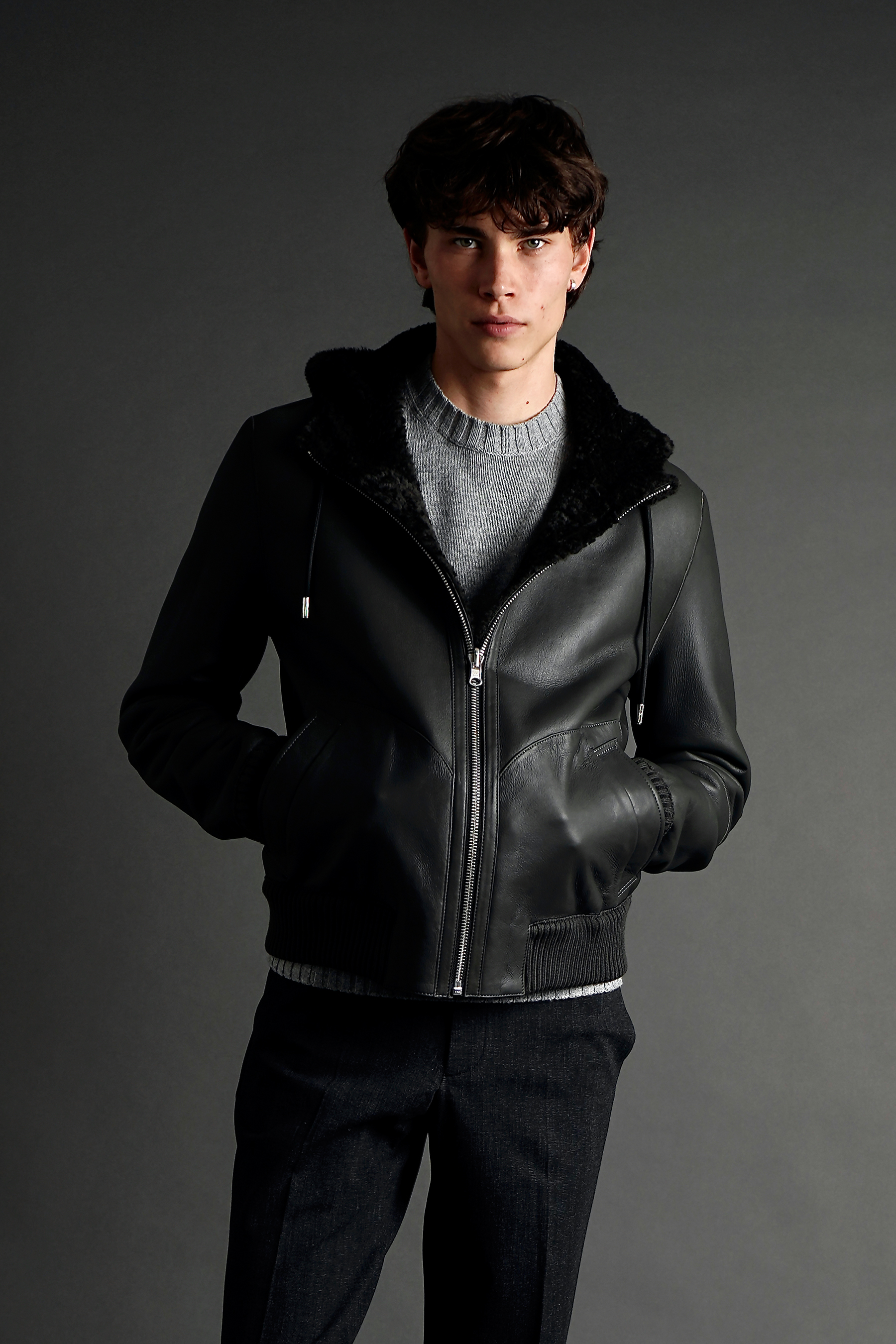 ARMA Regular Fit Reversible Shearling Nappa Leather Jacket Novel Mantel, Jacke, Erwachsener, Mann, Person