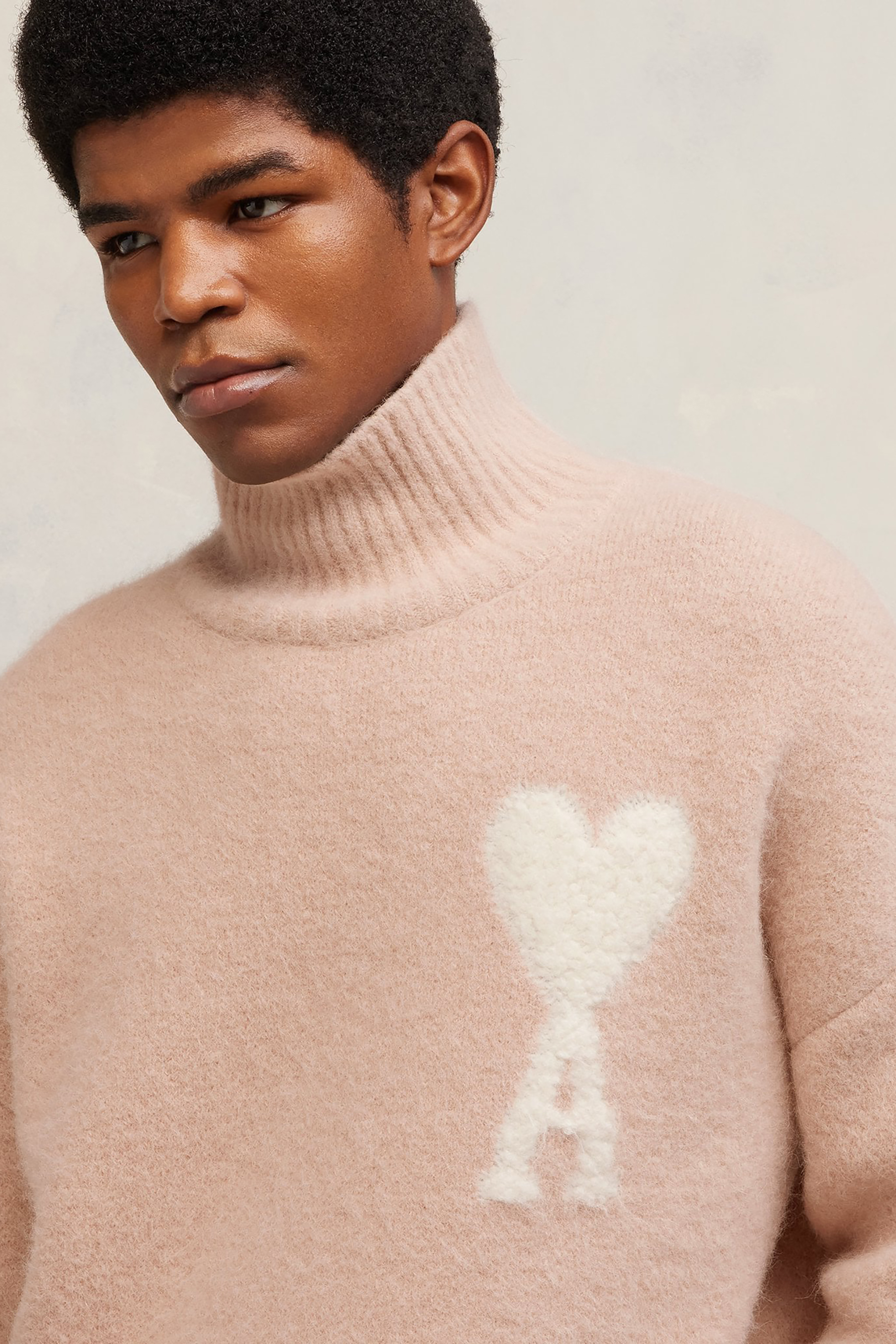 AMI PARIS Ami De Coeur Alpaca Blend Funnel Neck Sweater AMI PARIS Ami De Coeur Alpaca Blend Funnel Neck Sweater