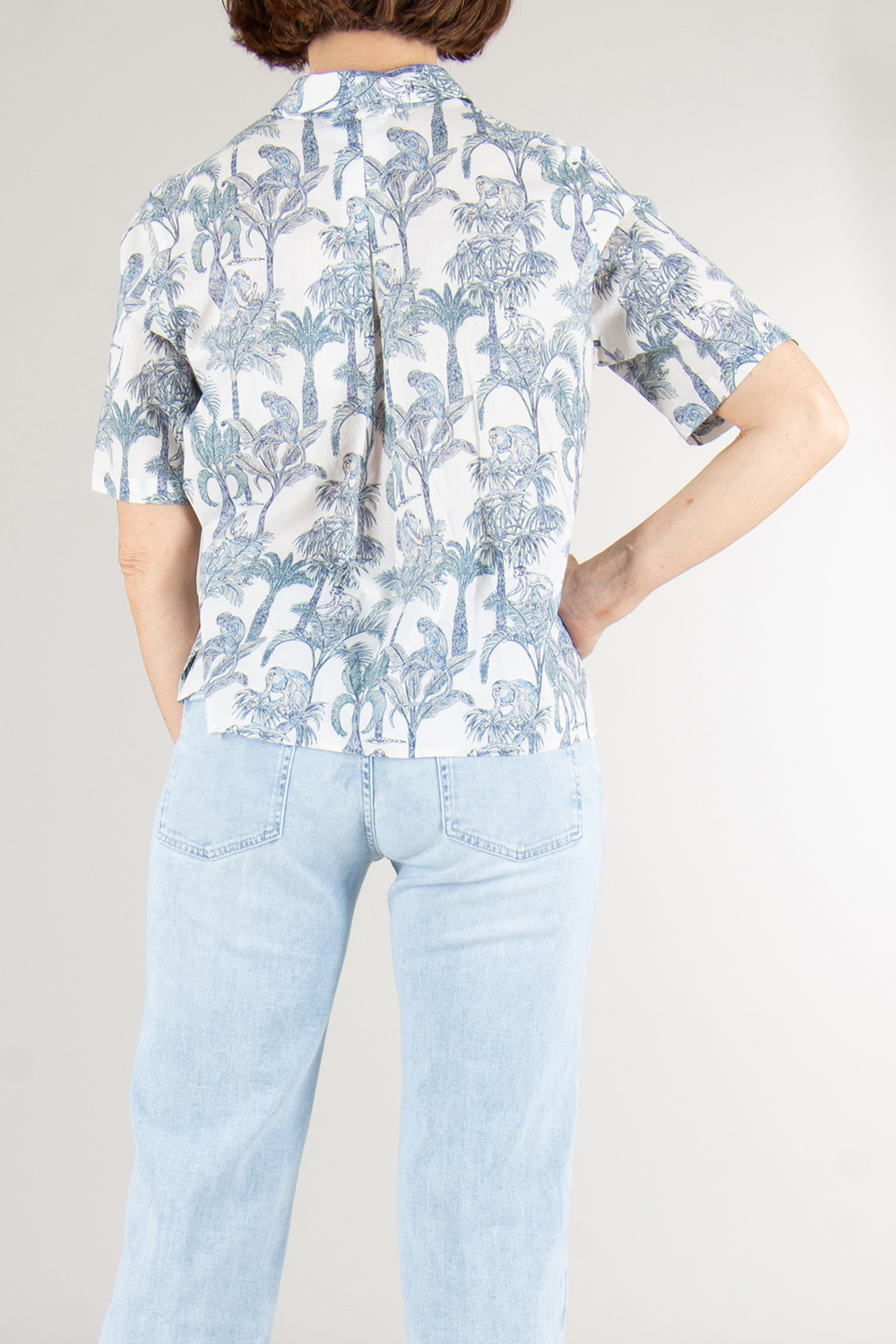 0039 ITALY Relaxed Fit patterned Cotton Blouse 