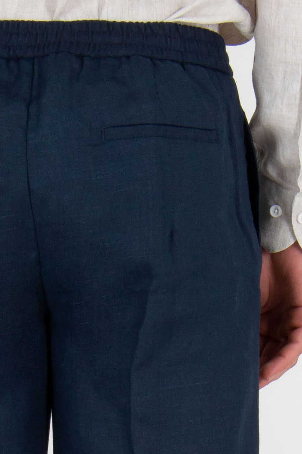 AURÉLIEN Slim Fit Linen Drawstring Trousers Seaside