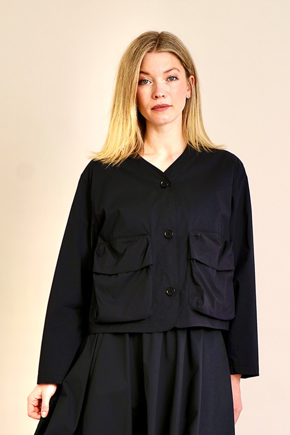 ASPESI Flap Pocket Collarless Cotton Mix Blazer