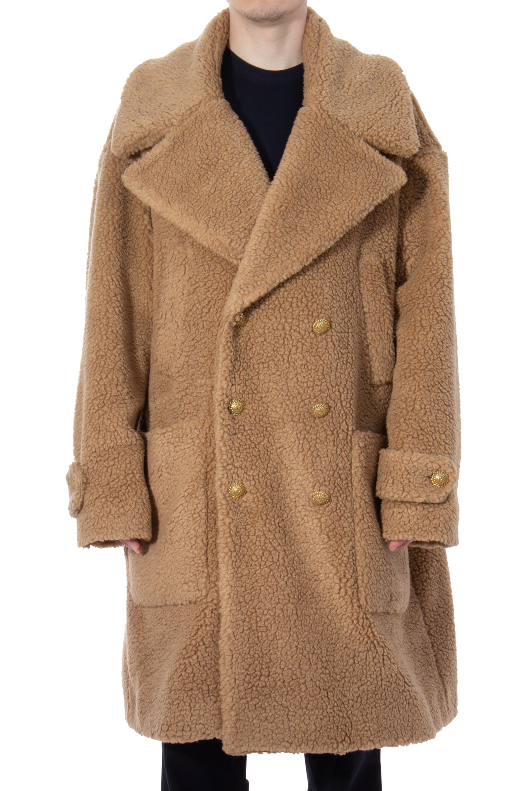 BALMAIN Double-Breasted Faux Fur Coat BALMAIN Double-Breasted Faux Fur Coat