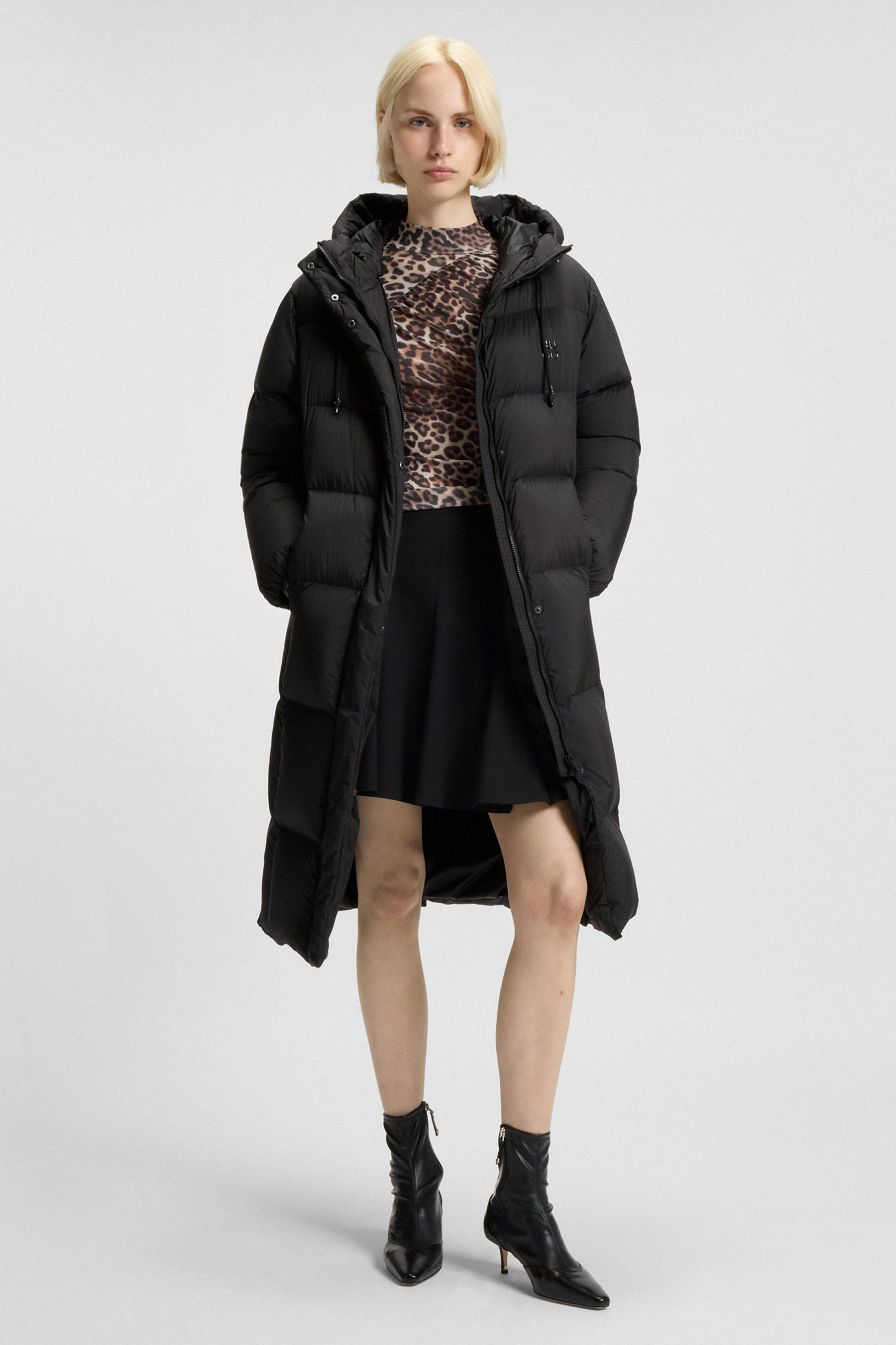 HUGO Relaxed Fit Nylon Down Coat Fini Mantel, Erwachsener, Person, Frau