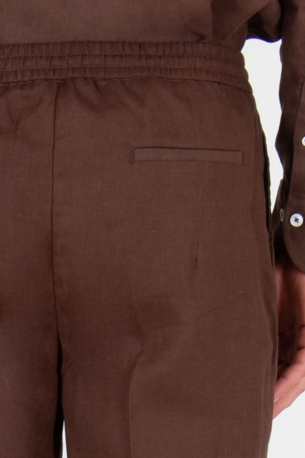 AURÉLIEN Slim Fit Linen Drawstring Trousers Seaside