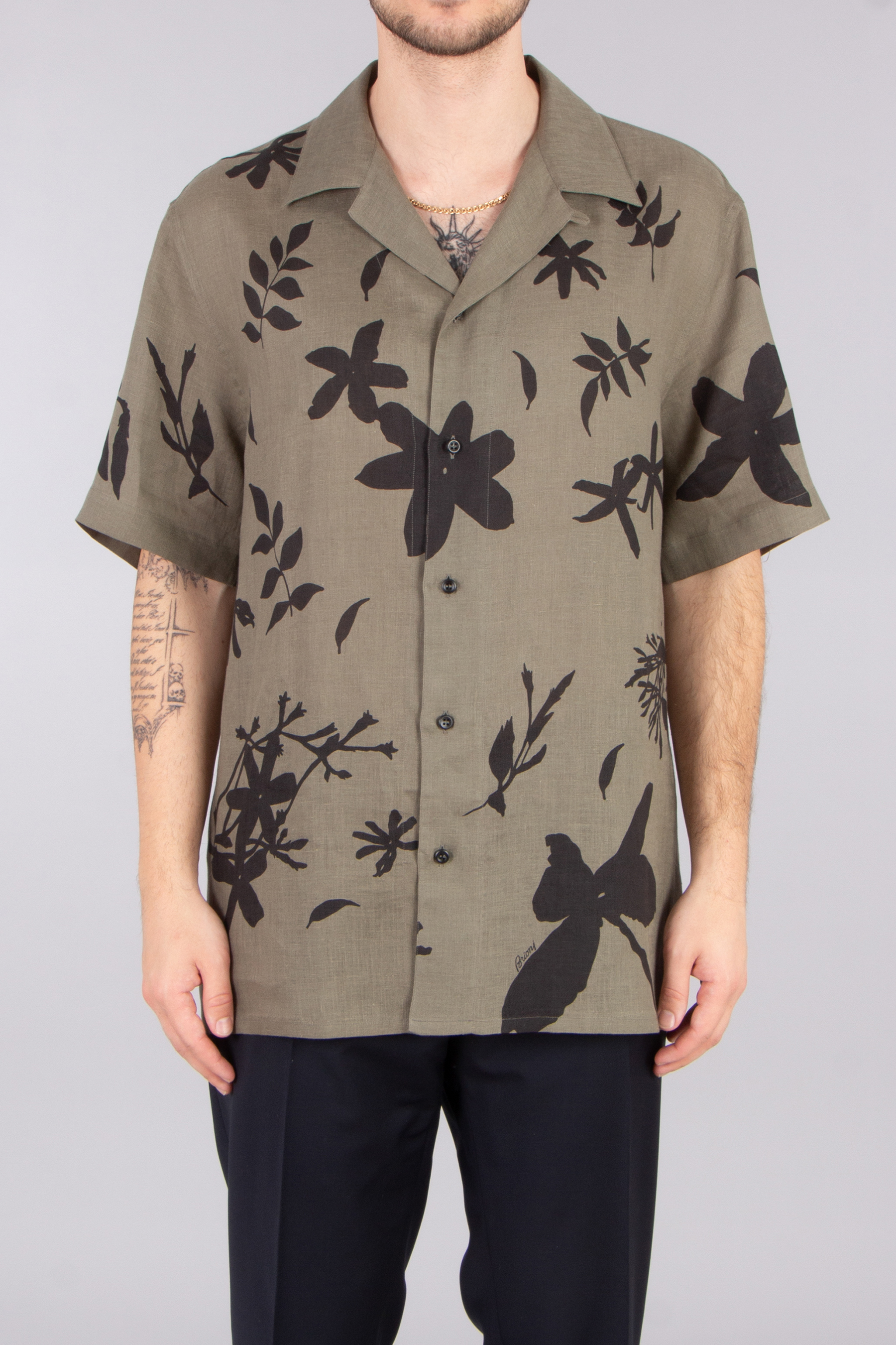BRIONI Regular Fit Printed Short-Sleeve Cuban Shirt BRIONI Regular Fit Printed Short-Sleeve Cuban Shirt