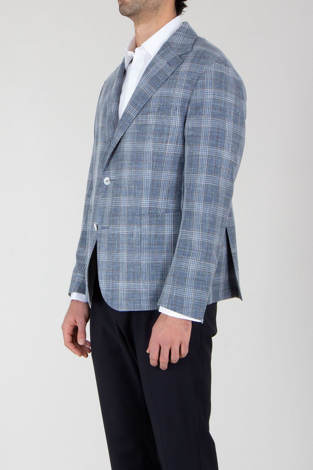 DRESSLER Regular Fit Plaid Wool-Cotton-Linen Blend Jacket Sawyer