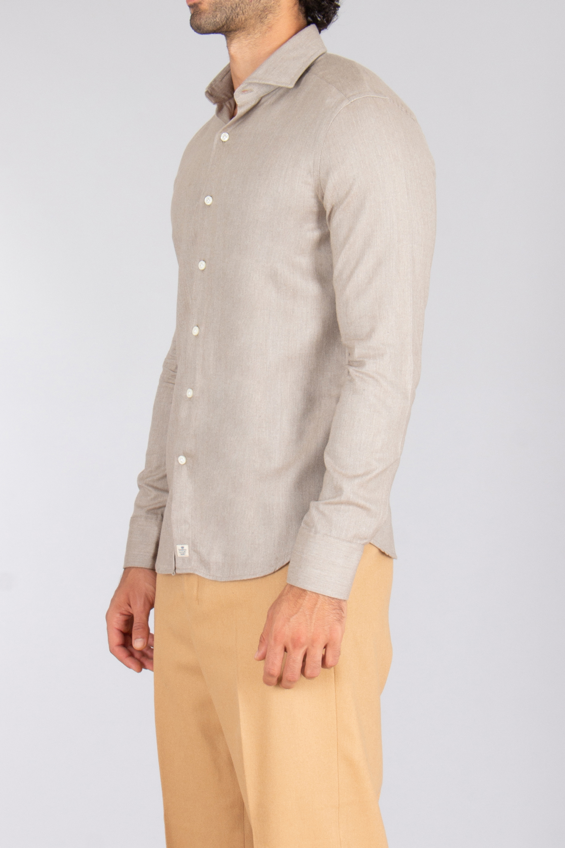 SONRISA Regular Fit Herringbone Pattern Cotton-Lyocell Flannel Shirt Hemd, Dekoration für Zuhause, Leinen, Langarm, Mantel