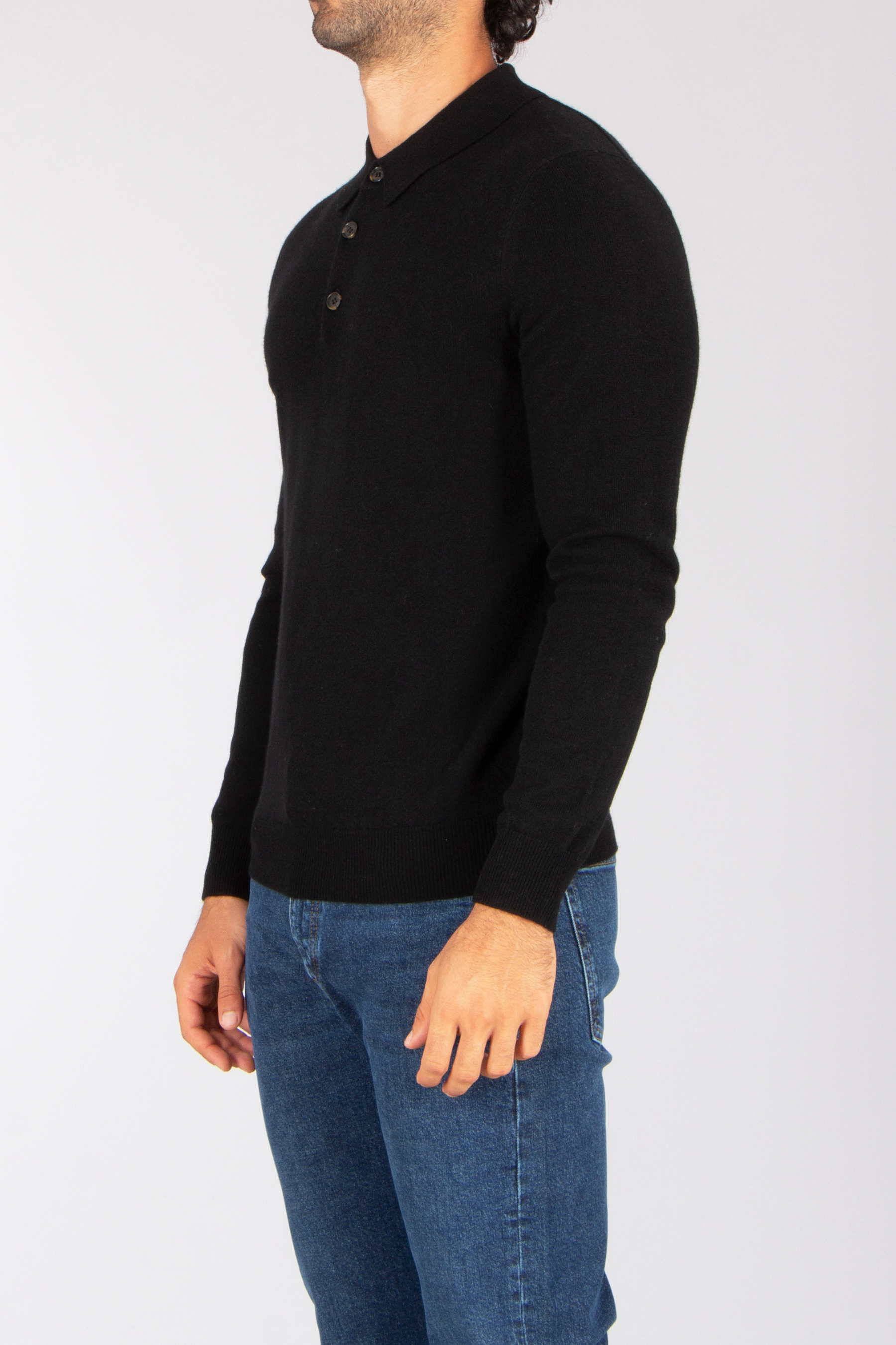 MIENTUS BERLIN Regular Fit Cashmere Knit Polo Langarm, Strickwaren, Pullover, Hosen, Jeans