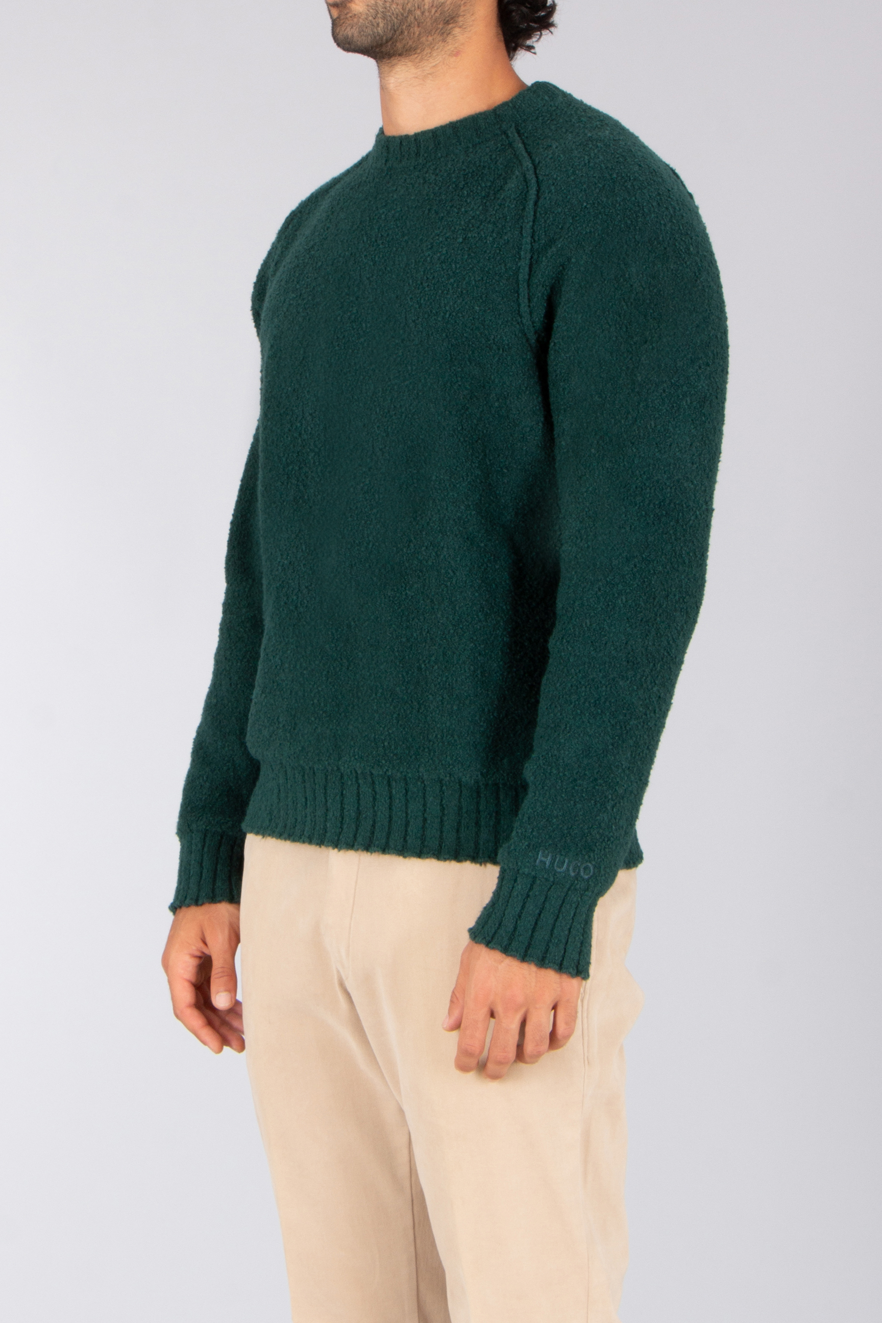 HUGO Regular Fit Cotton Blend Slub Crew Neck Sweater San Christopher Bekleidung, Strickwaren, Pullover