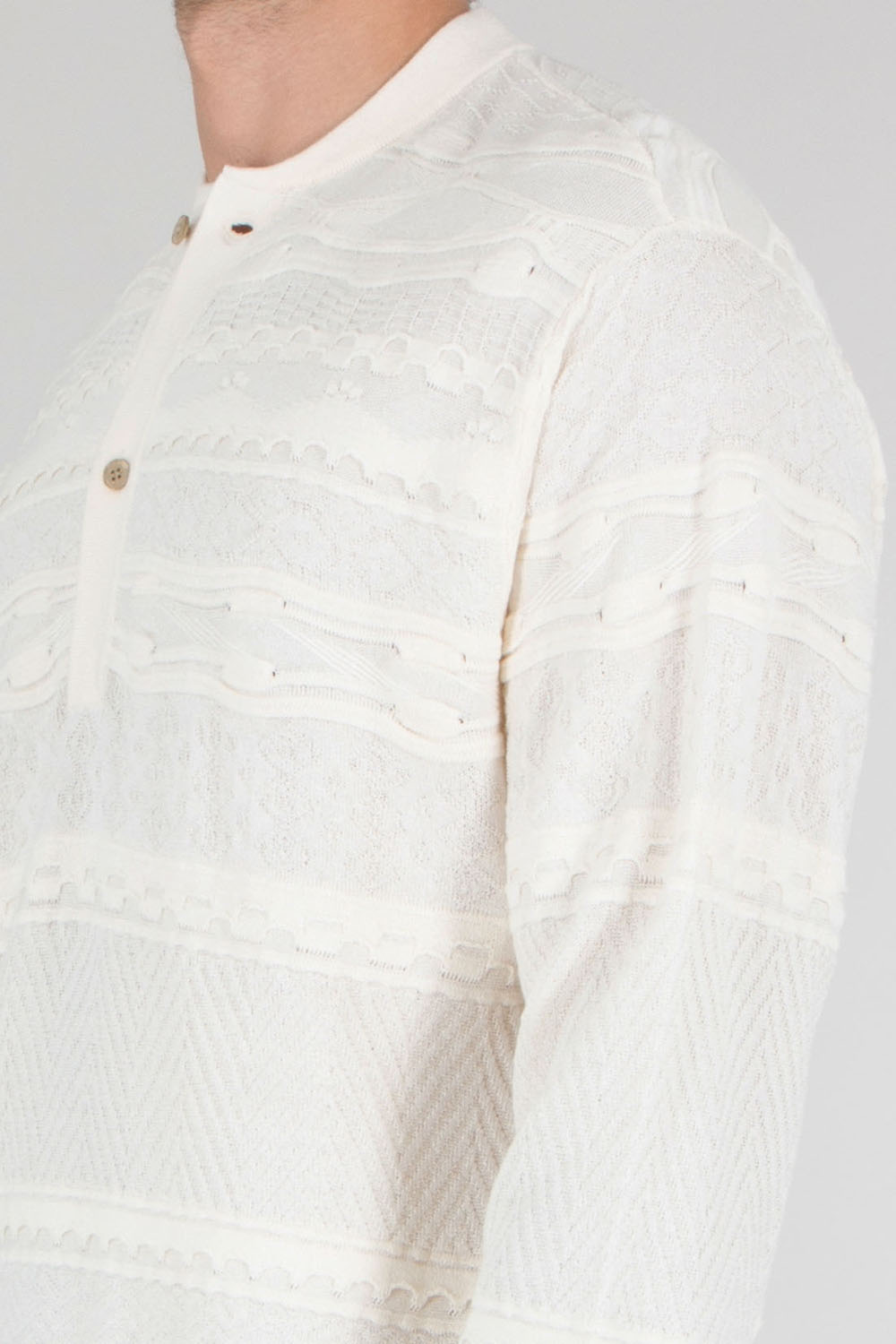 EMPORIO ARMANI Relaxed Fit Mix Stitch Lyocell-Paper-Cotton Knit Polo