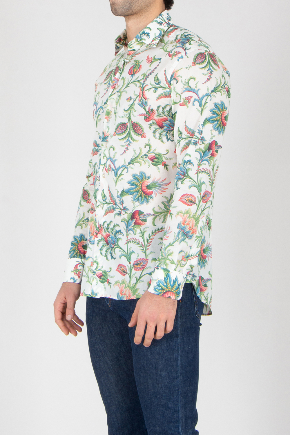 Langarm, Jeans, Hemd, Muster, Person