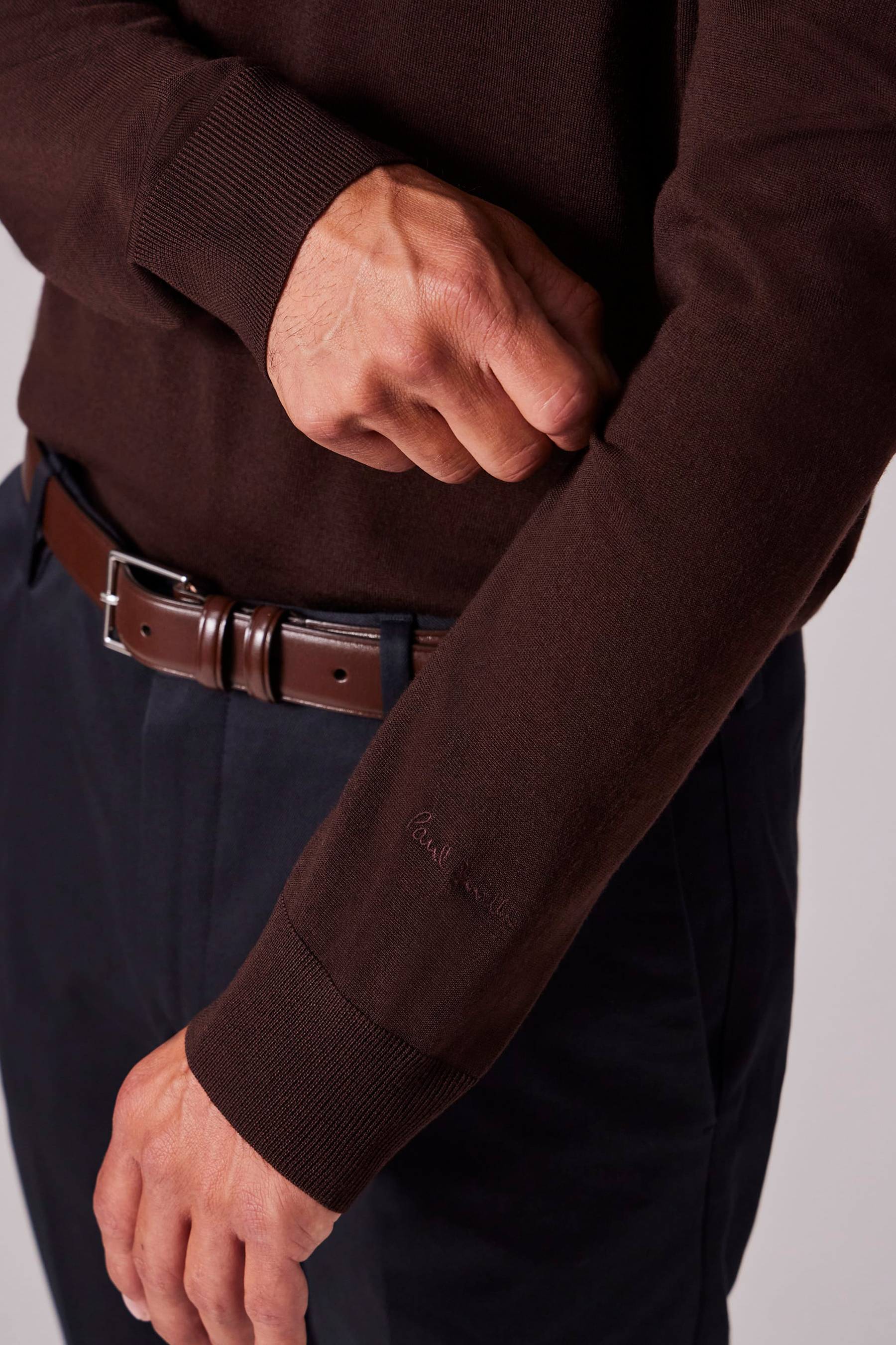 PAUL SMITH Classic Fit Wool Crew Neck Sweater Bekleidung, Langarm, Ärmel, Zubehör, Gürtel