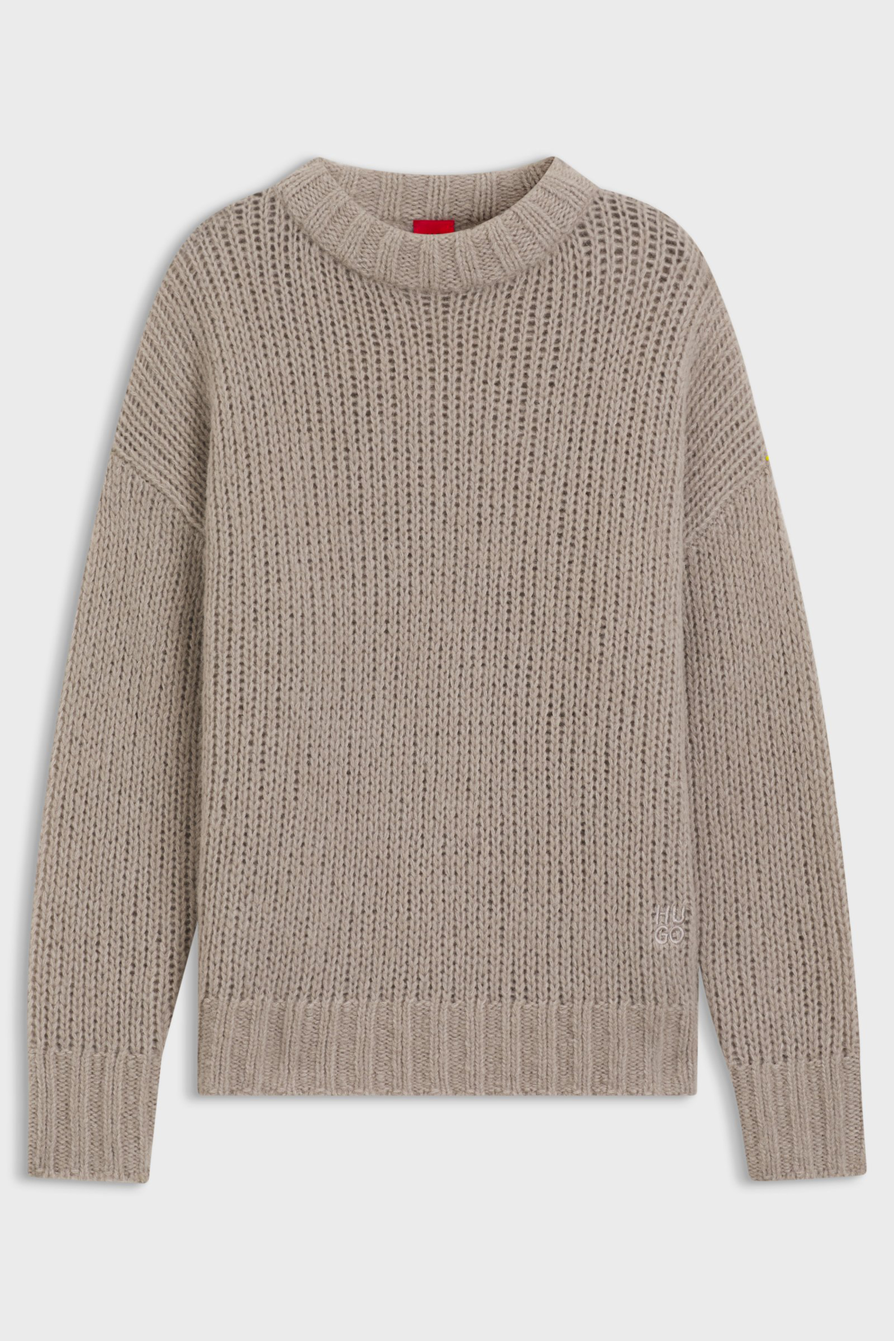 HUGO Oversized Wool-Alpaca Blend Crew Neck Sweater Sloossy Bekleidung, Strickwaren, Pullover