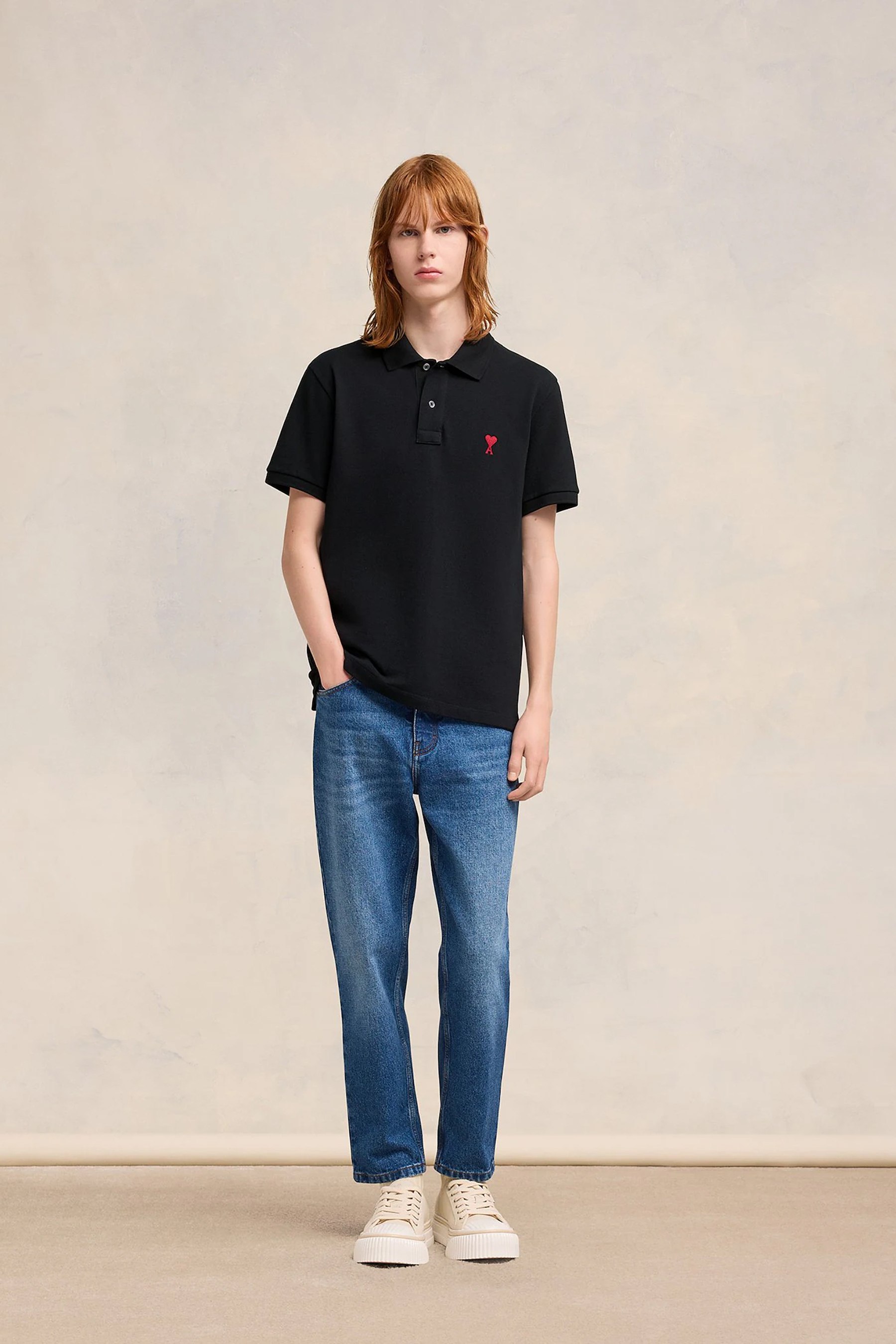 AMI PARIS Classic Fit Ami De Coeur Organic Cotton Piqué Polo Shirt AMI PARIS Classic Fit Ami De Coeur Organic Cotton Piqué Polo Shirt