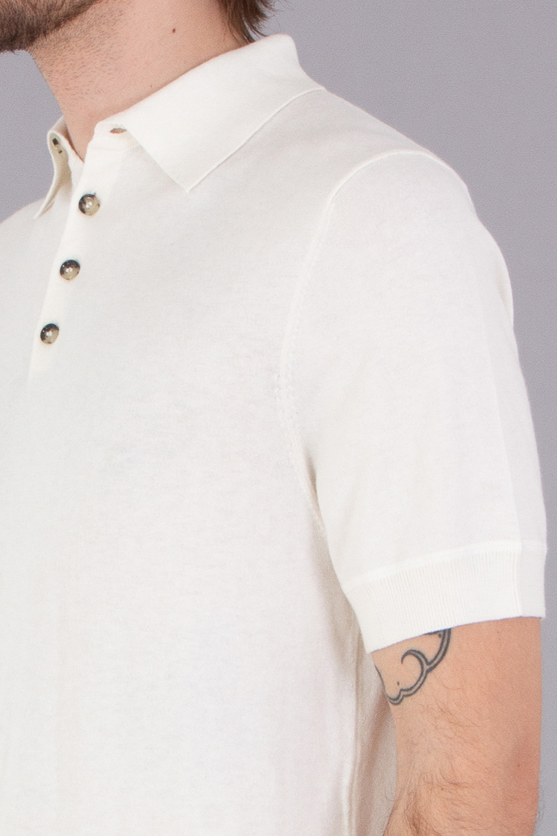 ALLUDE Cotton-Silk-Cashmere Blend Knit Polo ALLUDE Cotton-Silk-Cashmere Blend Knit Polo