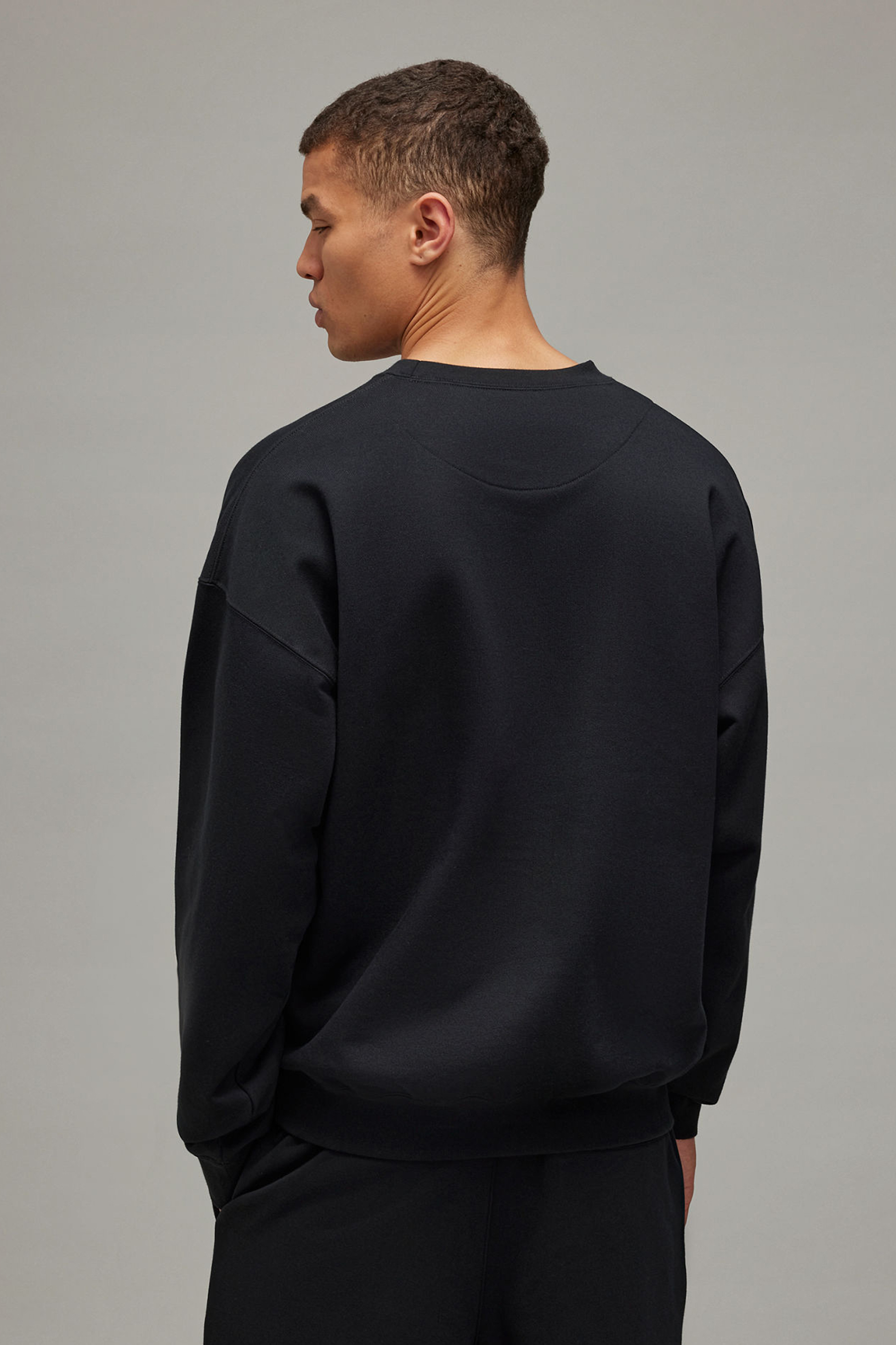 Y-3 Loose Fit Brushed Cotton Blend French Terry Sweatshirt Langarm, Ärmel, Erwachsener, Mann, Person