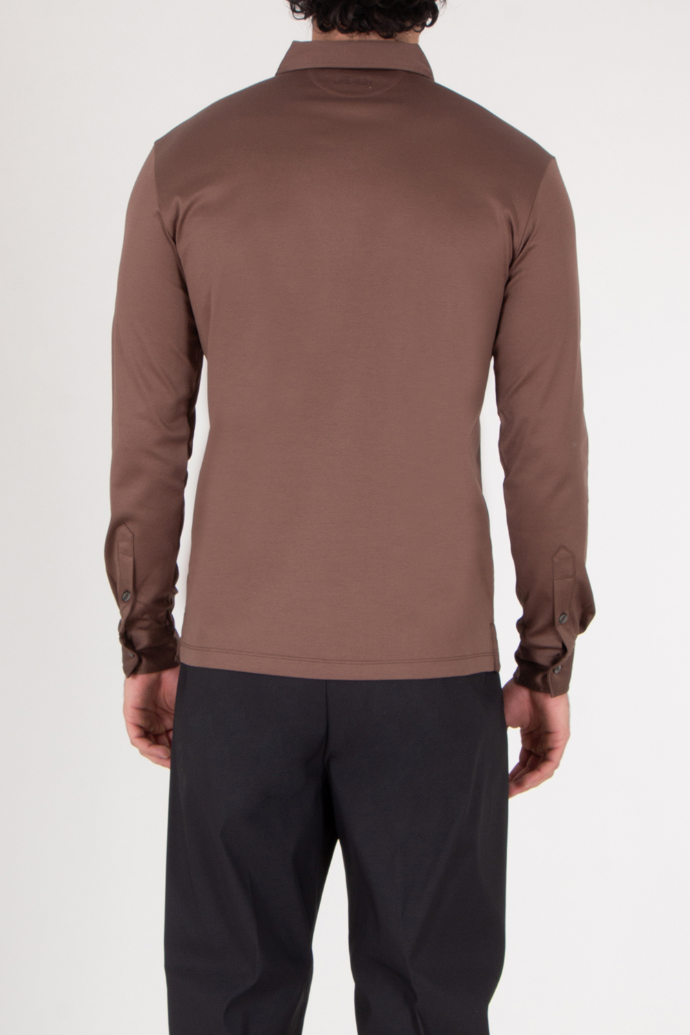 AURÉLIEN Slim Fit Long Sleeve Mercerized Egyptian Cotton  Polo Shirt