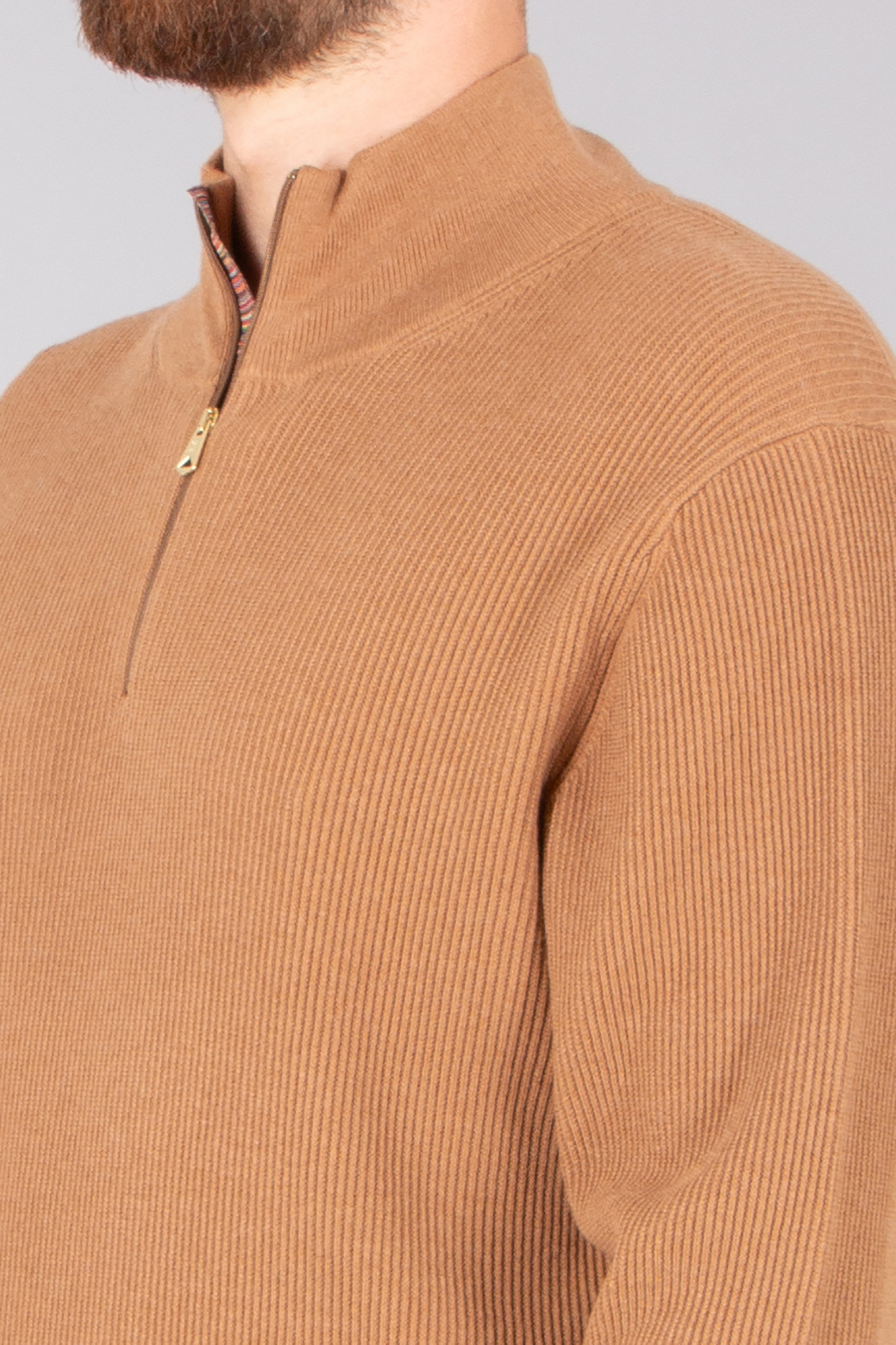 PAUL SMITH Regular Fit Ribbed Wool-Cotton Blend Half-Zip Sweater Pulli, Erwachsener, Männlich, Mann, Person