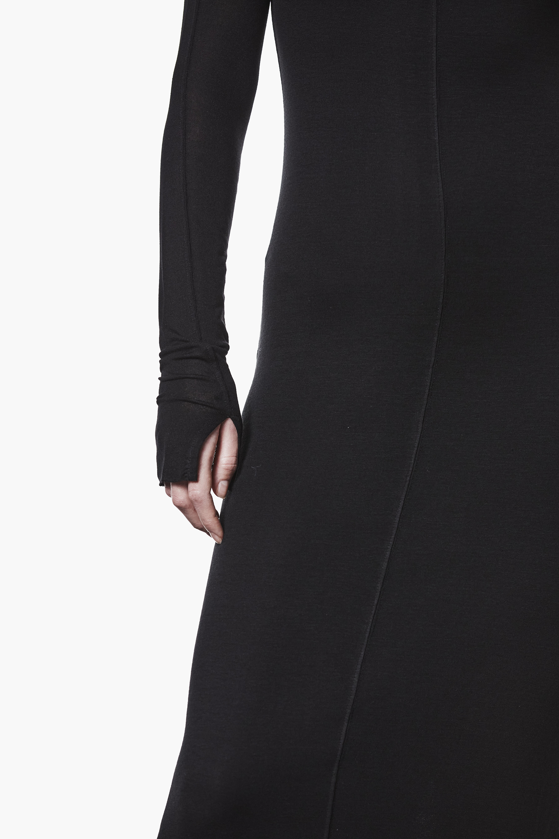 THOM KROM Slim Fit Viscose Stretch Roll Neck Midi Dress Bekleidung, Langarm, Ärmel, Mantel