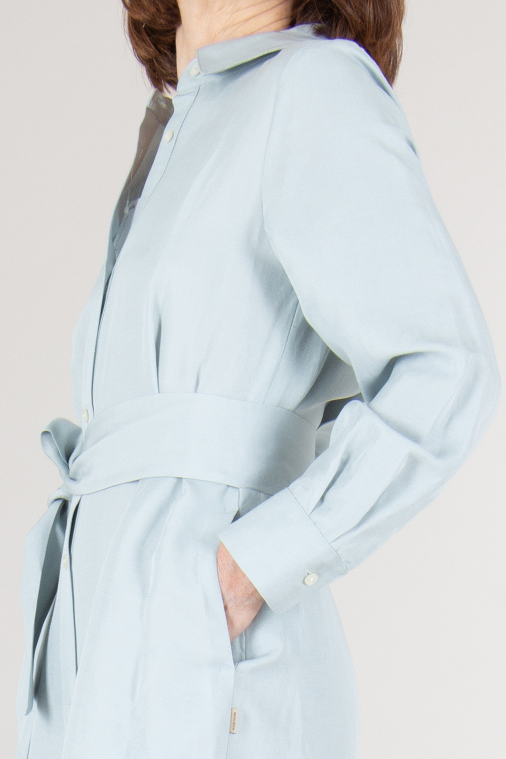WOOLRICH Linen Blend Belted Shirt Dress