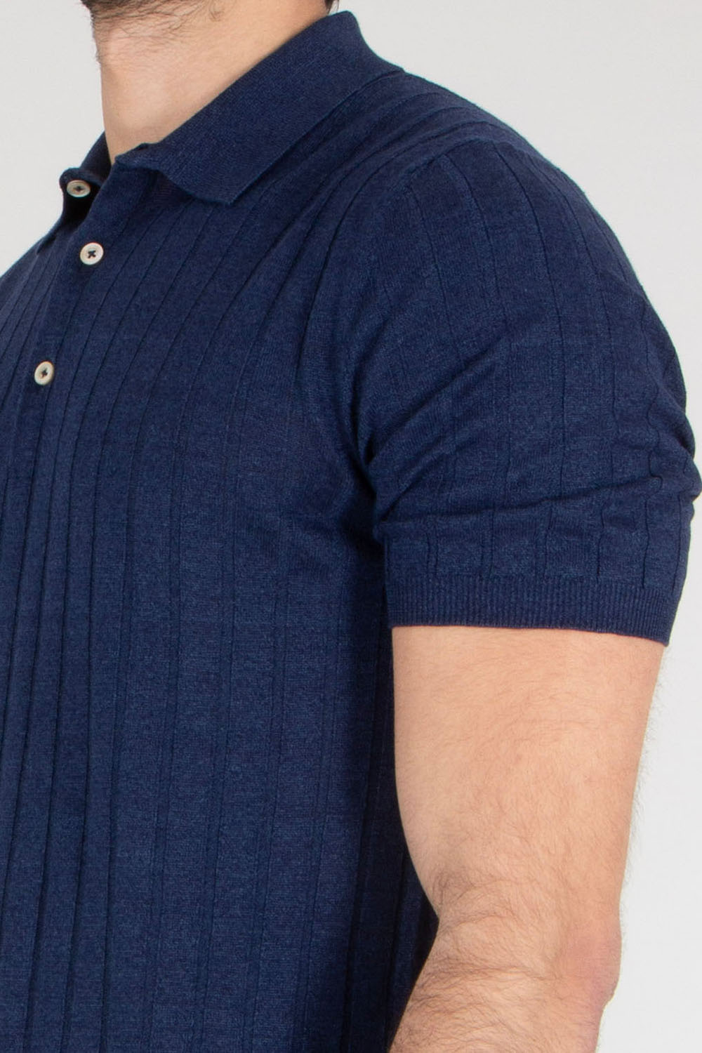 BOGLIOLI Regular Fit Stripe Structure Linen-Cotton Blend Knit Polo