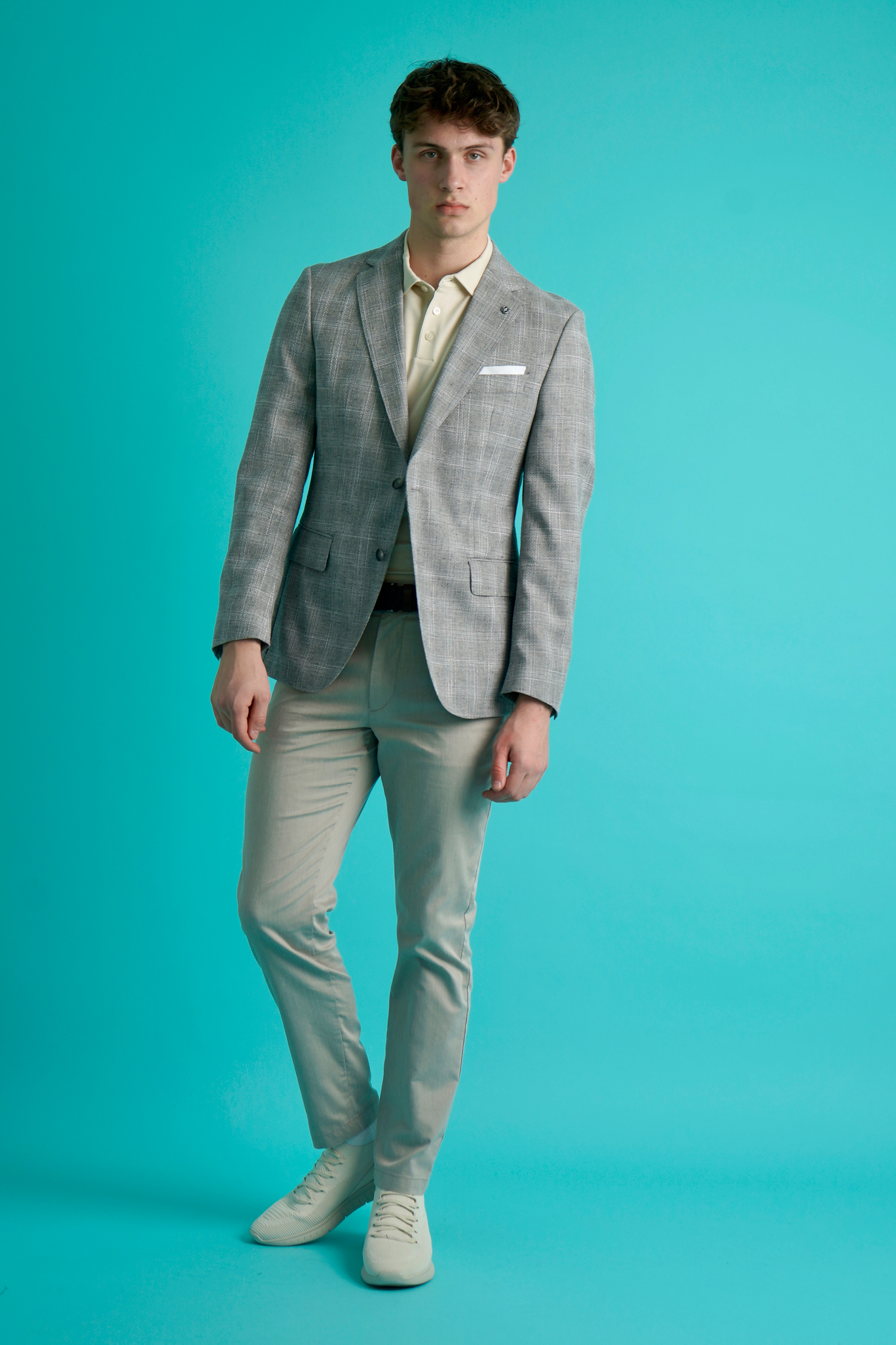 BOSS Slim Fit Checked Virgin Wool-Cotton-Linen Blend Jacket H-Hutson Formelle Kleidung, Anzug, Blazer, Mantel, Jacke