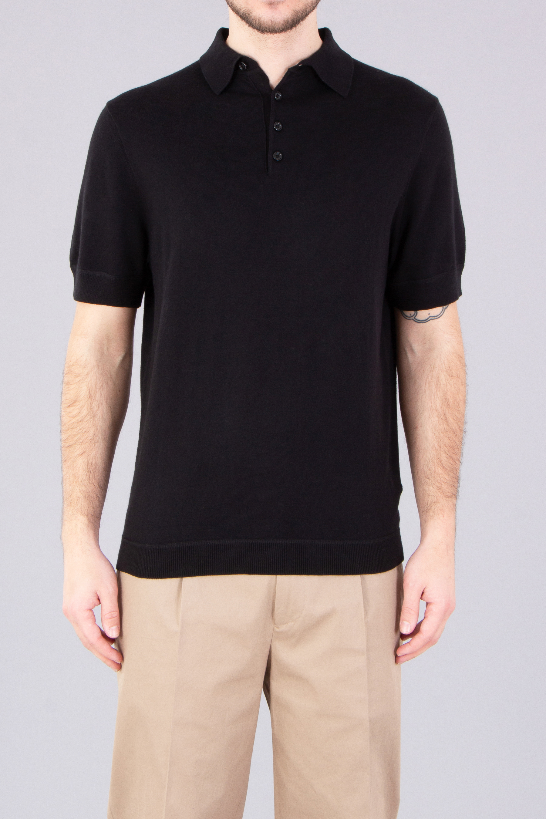 ALLUDE Cotton-Silk-Cashmere Blend Knit Polo